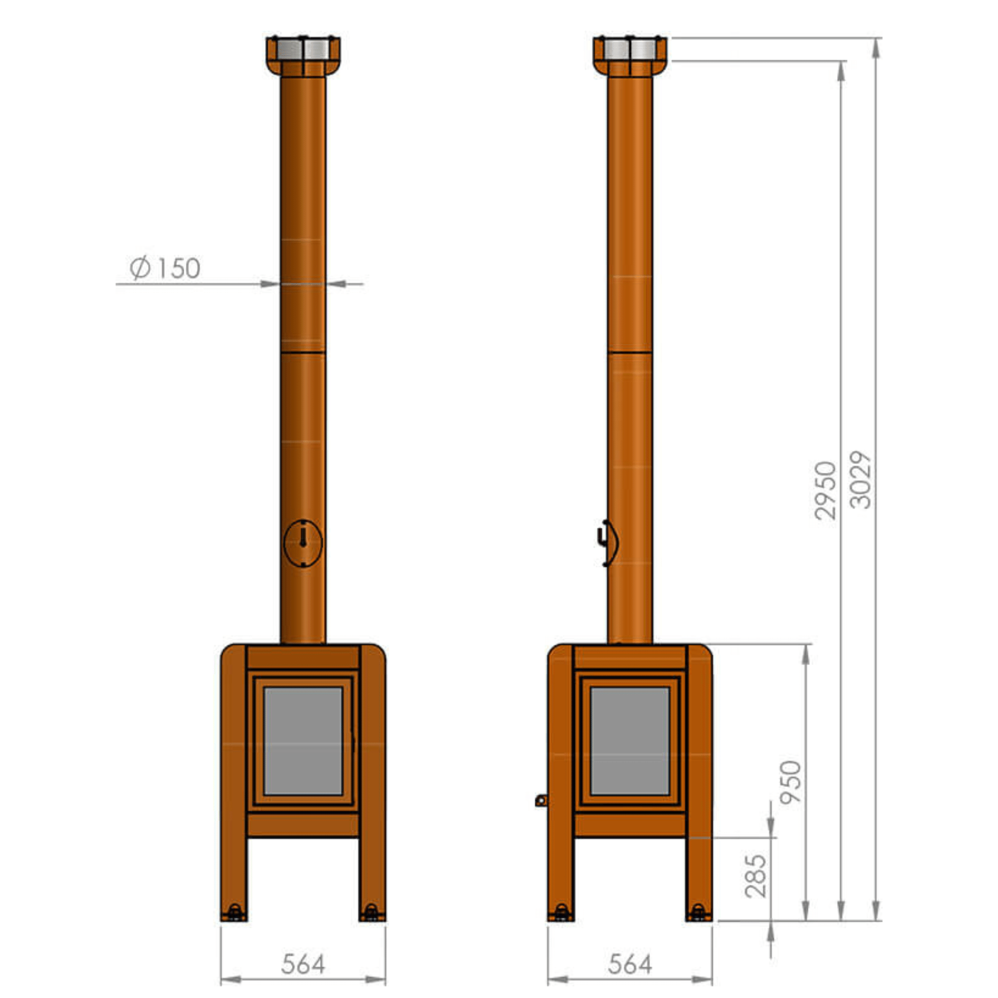 RB73 Fennek 50 4 - Sided Glass Fireplace - by RB73 | Buy at Agent BBQ