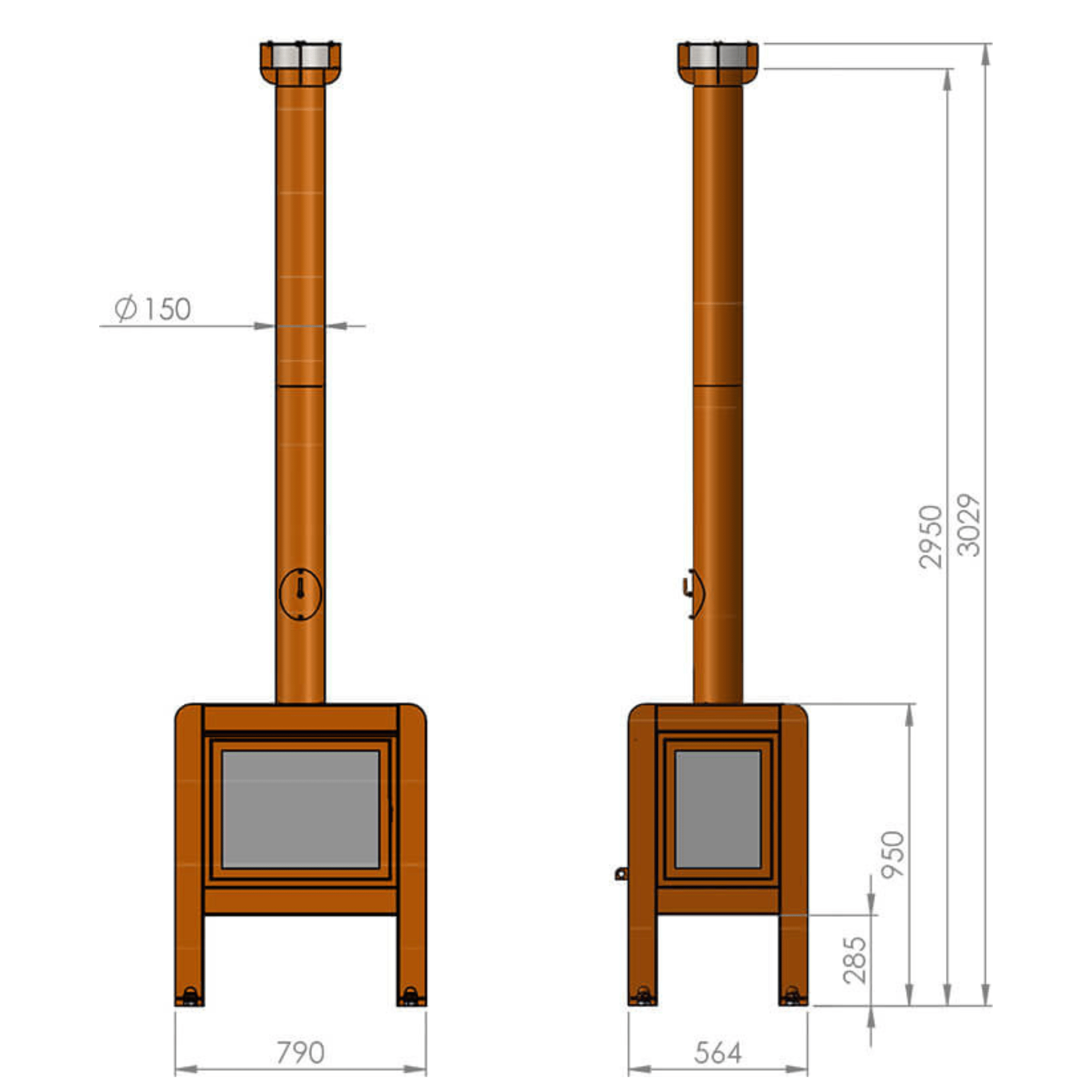 RB73 Fennek 80 4 - Sided Glass Fireplace - by RB73 | Buy at Agent BBQ