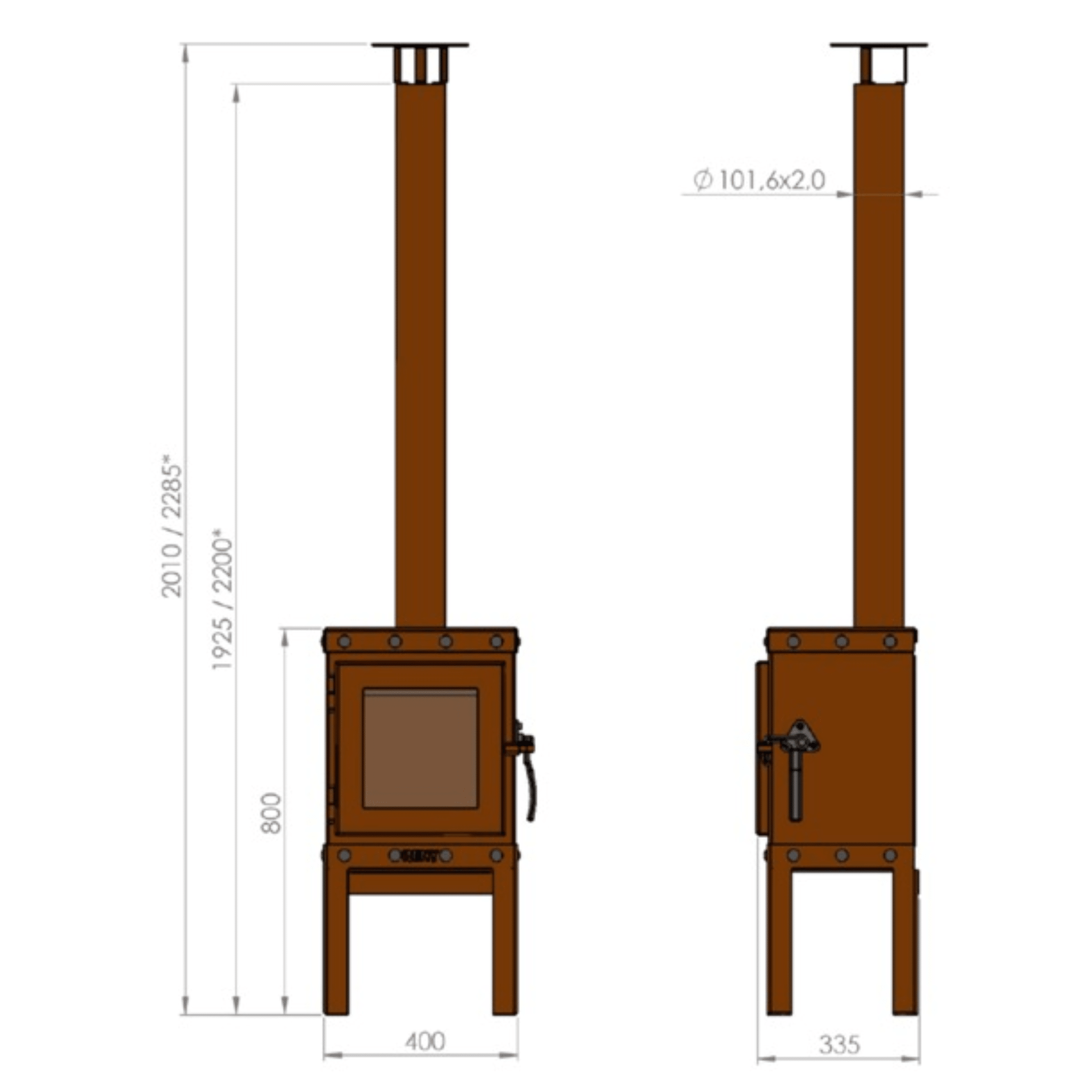 RB73 Piqua Compact CorTen Steel Wood Stove - by RB73 | Buy at Agent BBQ
