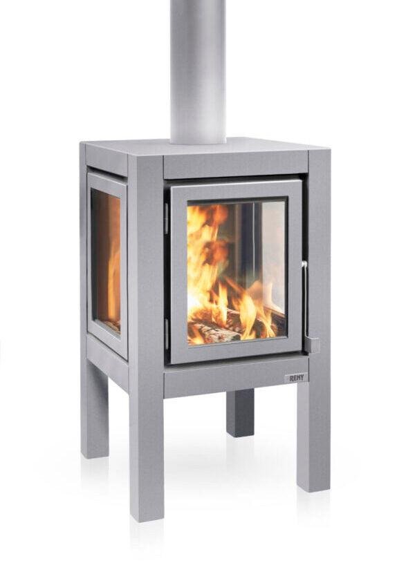 RB73 Quaruba XL MOBILE 4 - Sided Glass Matte Stainless Steel Wood - Burning Outdoor Fireplace - by RB73 | Buy at Agent BBQ