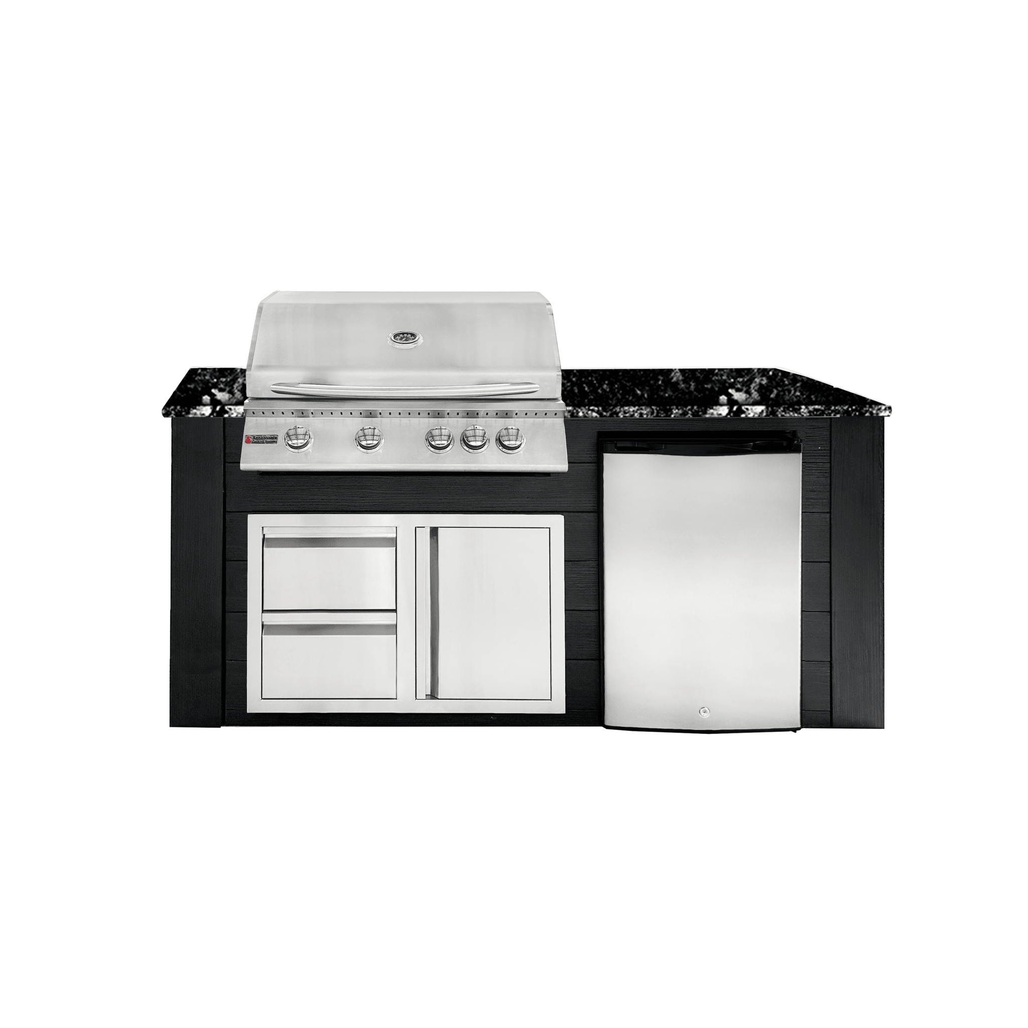 6ft Outdoor Kitchen - Black Cabinet w/ Black Granite Countertop - Outdoor Kitchen by Renaissance Cooking Systems | Buy at Agent BBQ