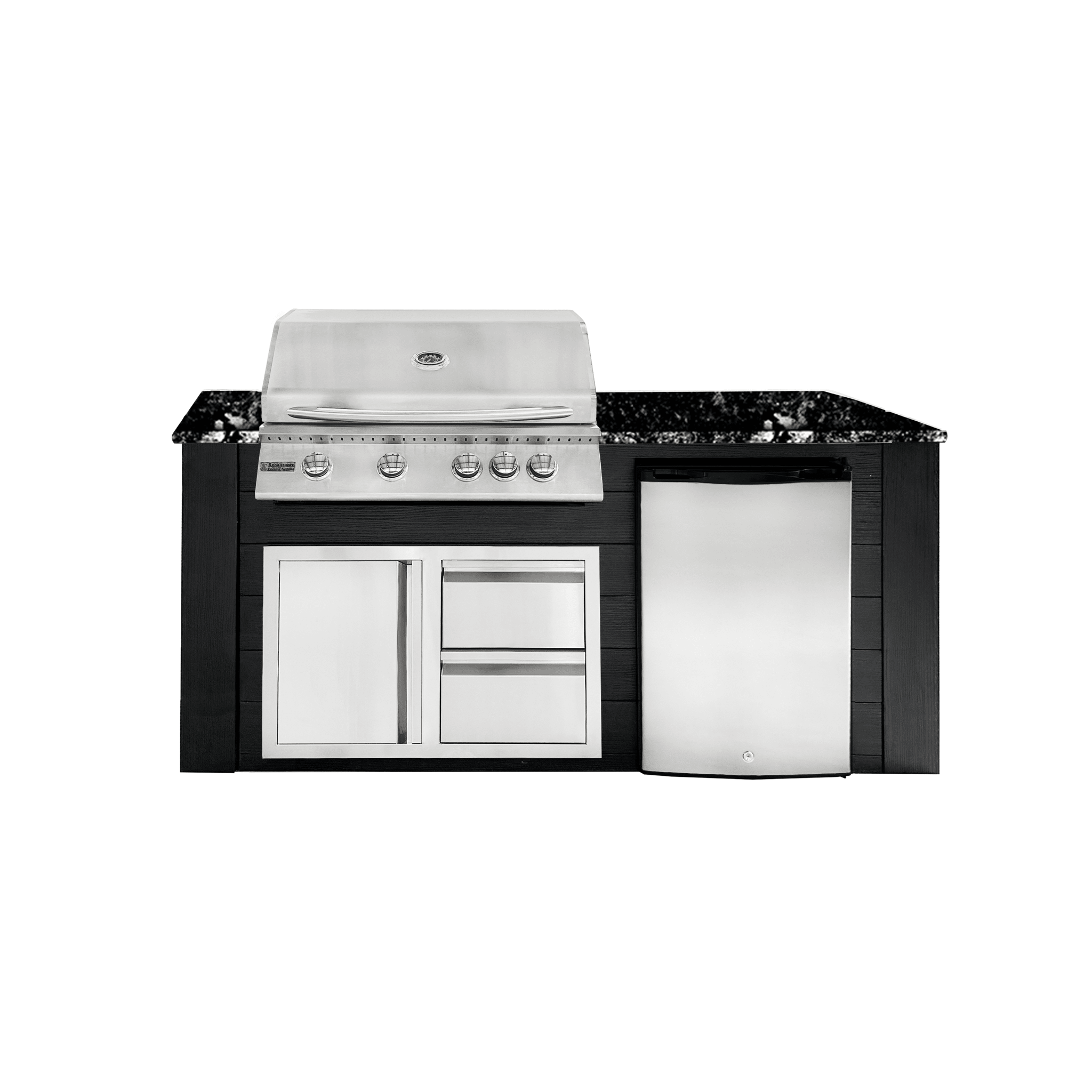 6ft Outdoor Kitchen - Black Cabinet w/ Black Granite Countertop - Outdoor Kitchen by Renaissance Cooking Systems | Buy at Agent BBQ