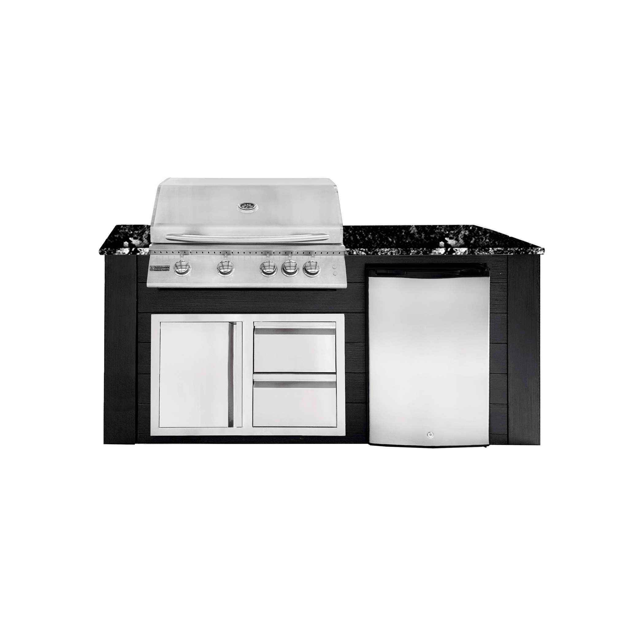 6ft Outdoor Kitchen - Black Cabinet w/ Black Granite Countertop - Outdoor Kitchen by Renaissance Cooking Systems | Buy at Agent BBQ
