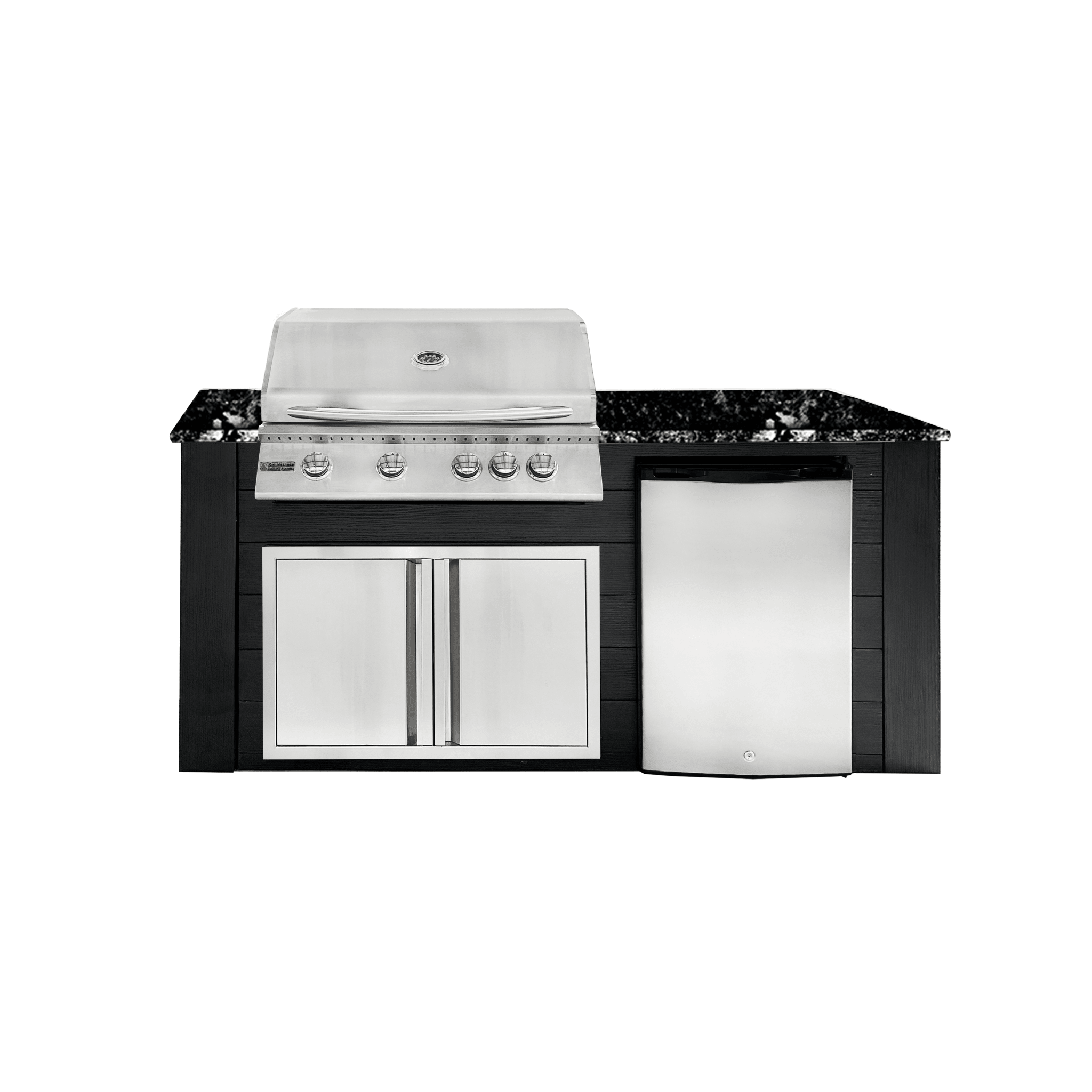 6ft Outdoor Kitchen - Black Cabinet w/ Black Granite Countertop - Outdoor Kitchen by Renaissance Cooking Systems | Buy at Agent BBQ