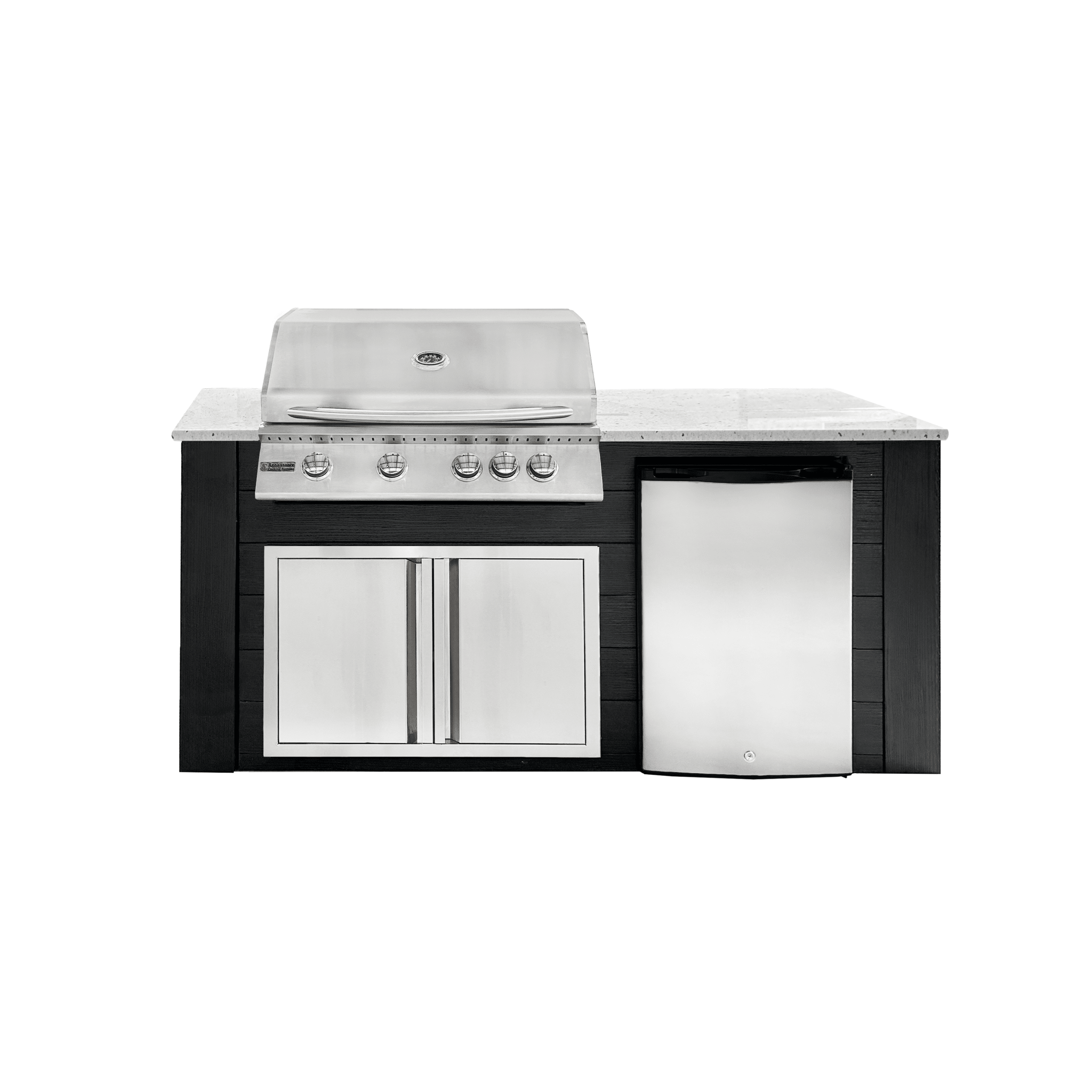 6ft Outdoor Kitchen - Black Cabinet w/ White Granite Countertop - Outdoor Kitchen by Renaissance Cooking Systems | Buy at Agent BBQ