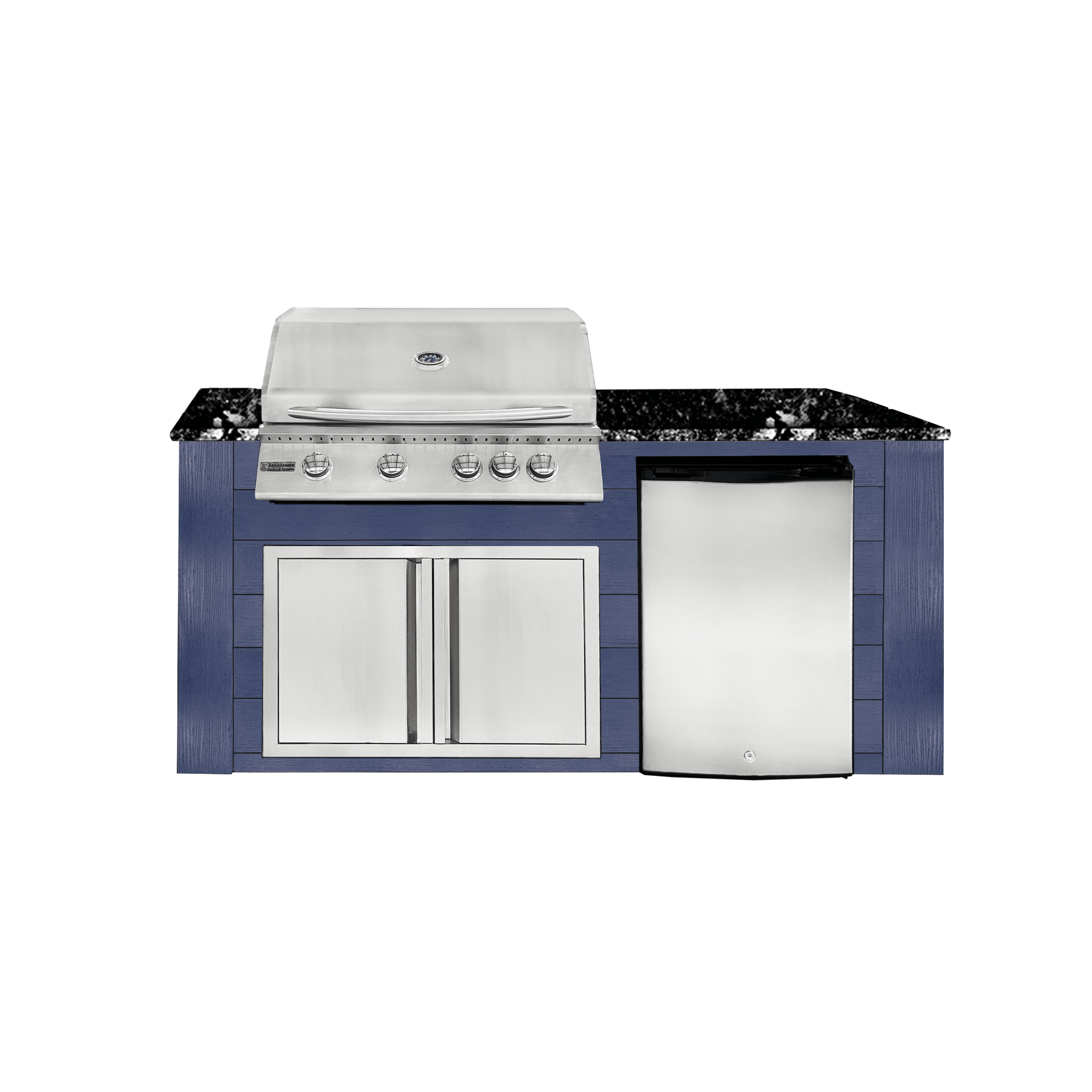 6ft Outdoor Kitchen - Blue Cabinet w/ Black Granite Countertop - Outdoor Kitchen by Renaissance Cooking Systems | Buy at Agent BBQ