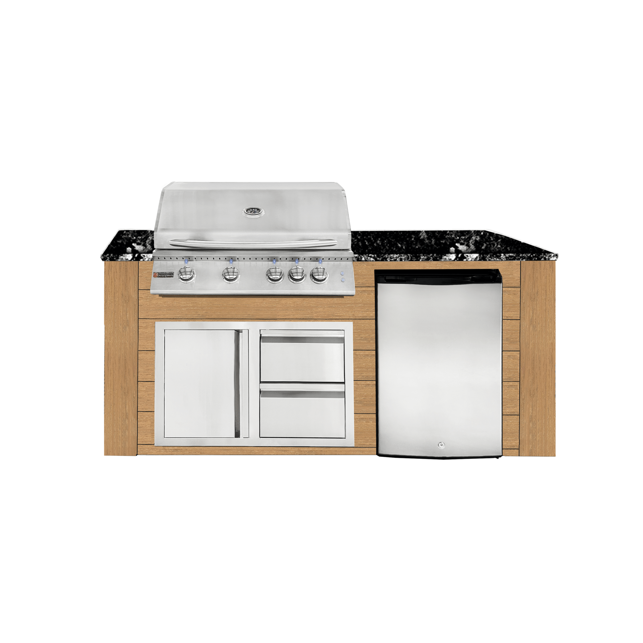 6ft Outdoor Kitchen - Cedar Cabinet w/ Black Granite Countertop - Outdoor Kitchen by Renaissance Cooking Systems | Buy at Agent BBQ