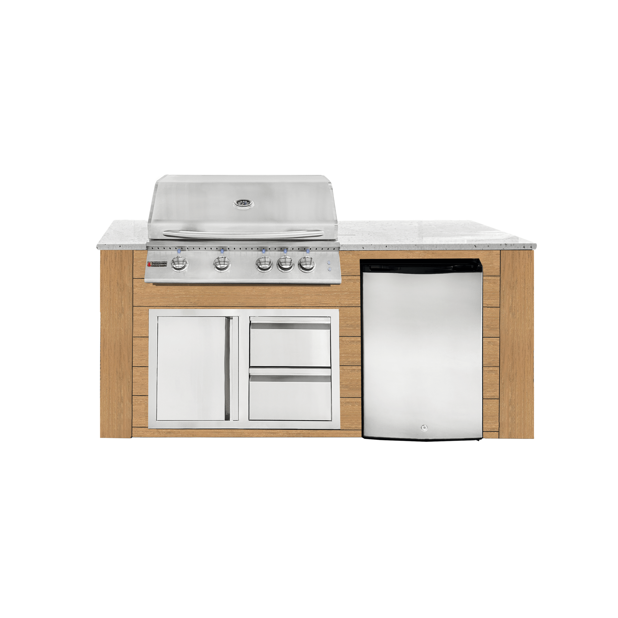 6ft Outdoor Kitchen - Cedar Cabinet w/ White Granite Countertop - Outdoor Kitchen by Renaissance Cooking Systems | Buy at Agent BBQ