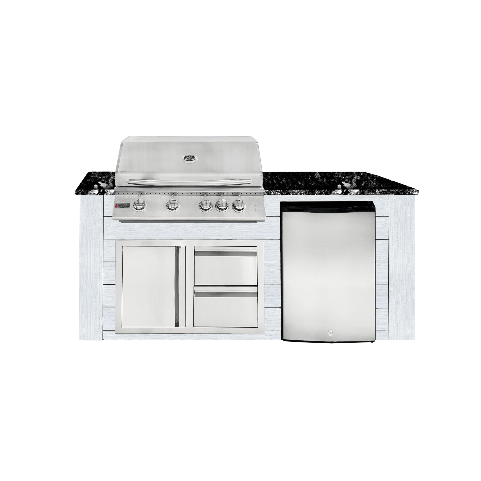 6ft Outdoor Kitchen - White Cabinet w/ Black Granite Countertop - Outdoor Kitchen by Renaissance Cooking Systems | Buy at Agent BBQ