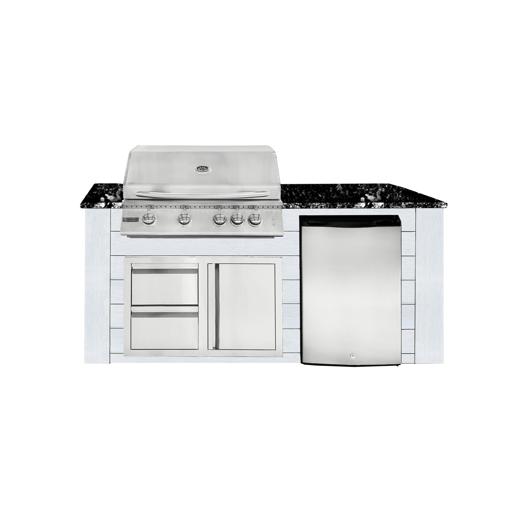 6ft Outdoor Kitchen - White Cabinet w/ Black Granite Countertop - Outdoor Kitchen by Renaissance Cooking Systems | Buy at Agent BBQ