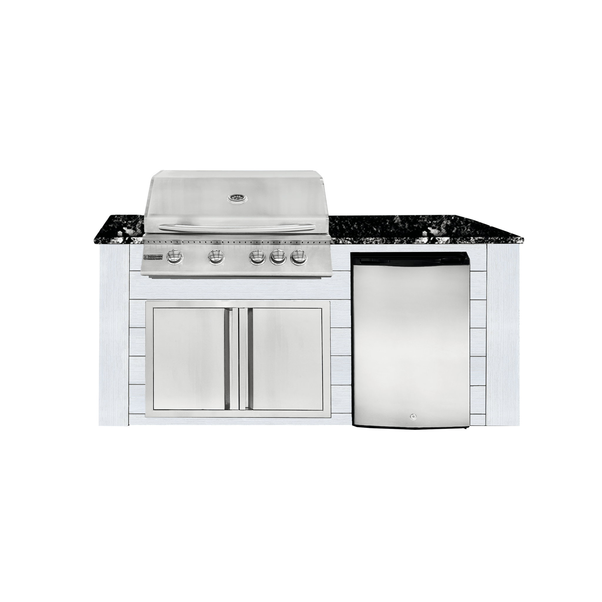 6ft Outdoor Kitchen - White Cabinet w/ Black Granite Countertop - Outdoor Kitchen by Renaissance Cooking Systems | Buy at Agent BBQ