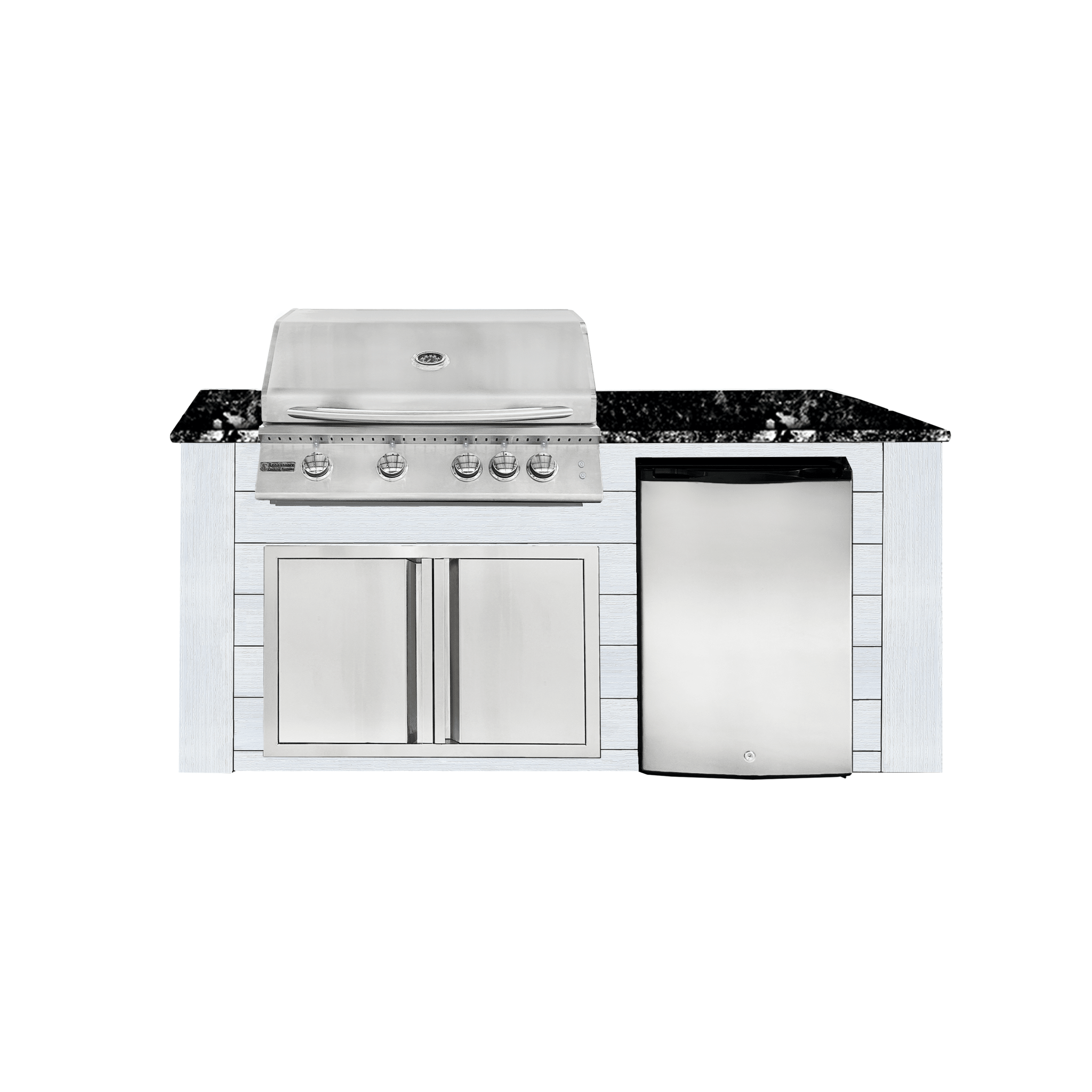 6ft Outdoor Kitchen - White Cabinet w/ Black Granite Countertop - Outdoor Kitchen by Renaissance Cooking Systems | Buy at Agent BBQ