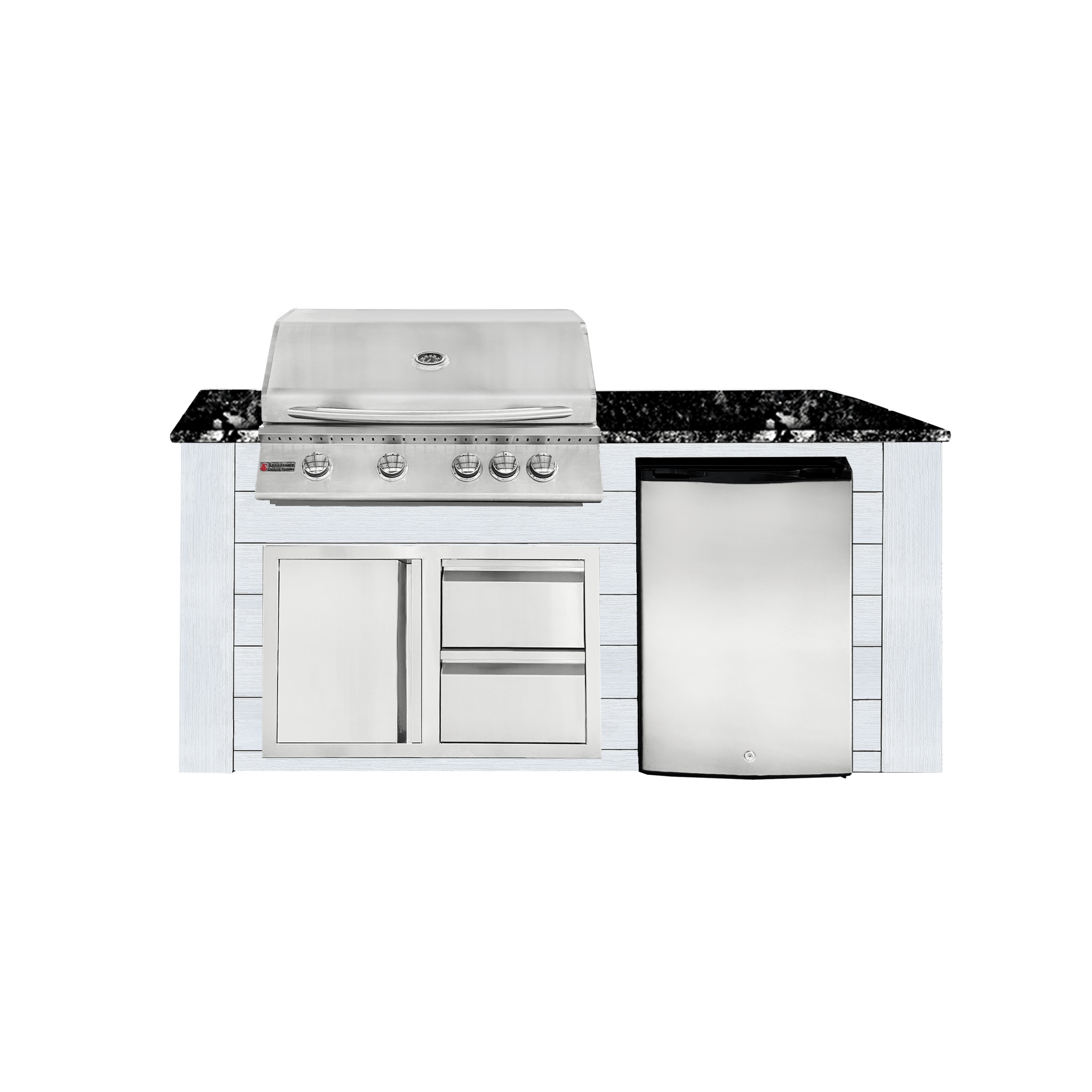 6ft Outdoor Kitchen - White Cabinet w/ Black Granite Countertop - Outdoor Kitchen by Renaissance Cooking Systems | Buy at Agent BBQ