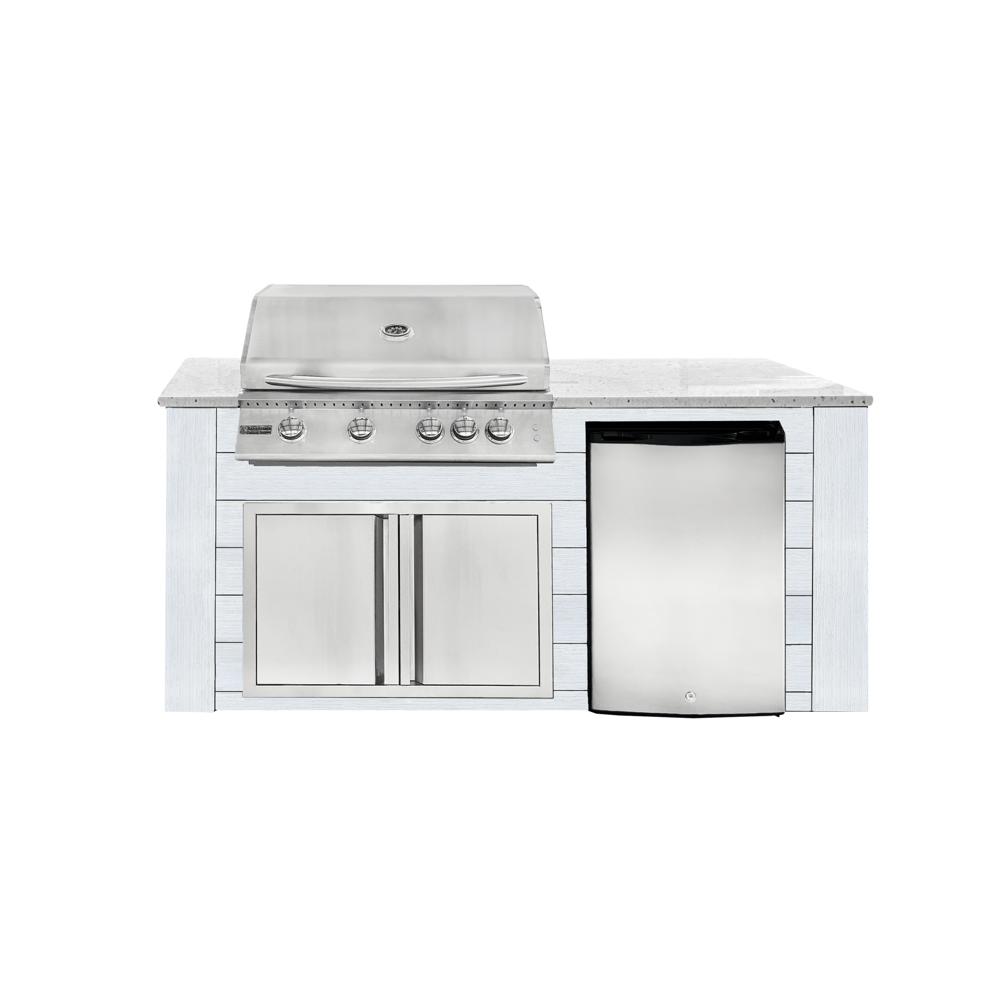 6ft Outdoor Kitchen - White Cabinet w/ White Granite Countertop - Outdoor Kitchen by Renaissance Cooking Systems | Buy at Agent BBQ
