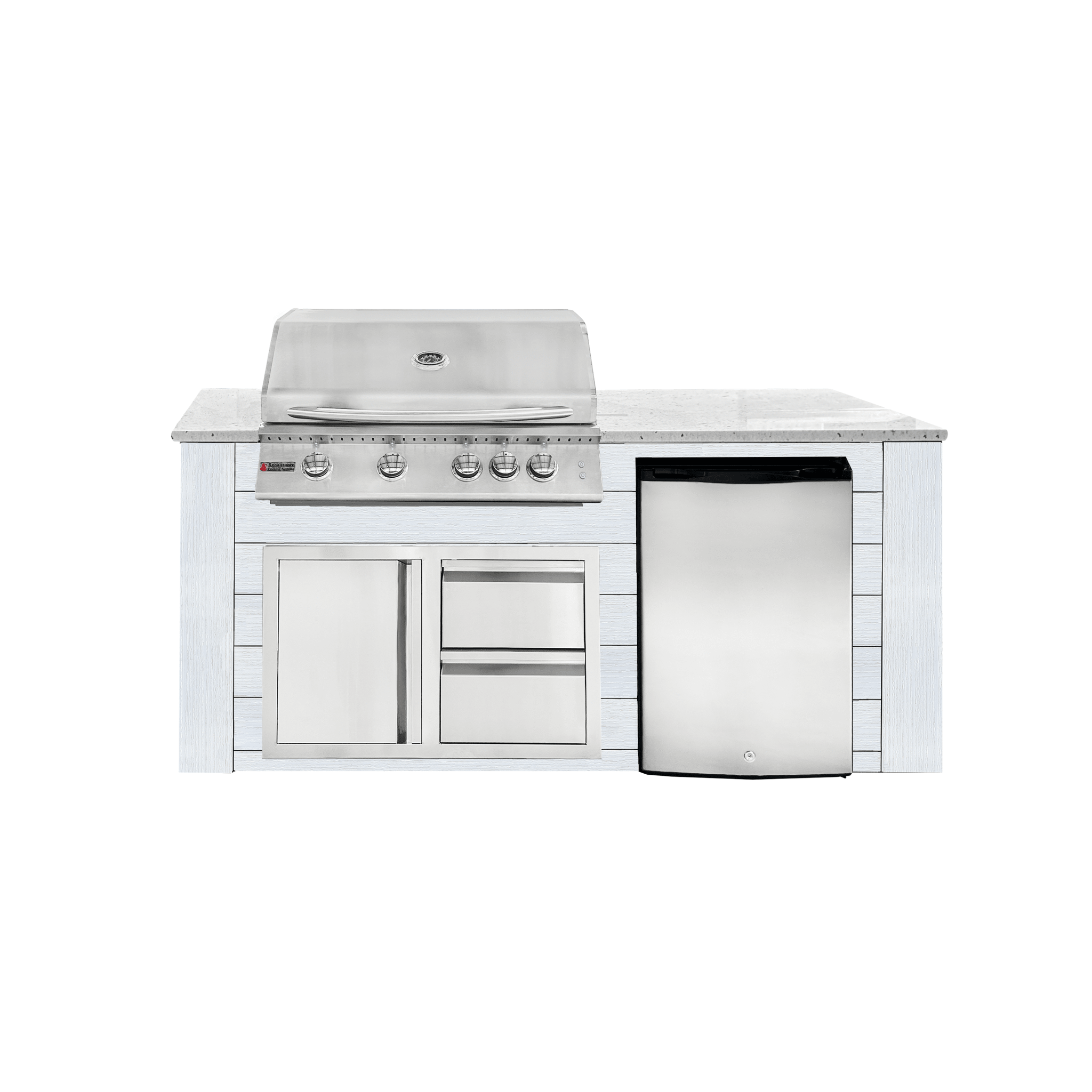 6ft Outdoor Kitchen - White Cabinet w/ White Granite Countertop - Outdoor Kitchen by Renaissance Cooking Systems | Buy at Agent BBQ