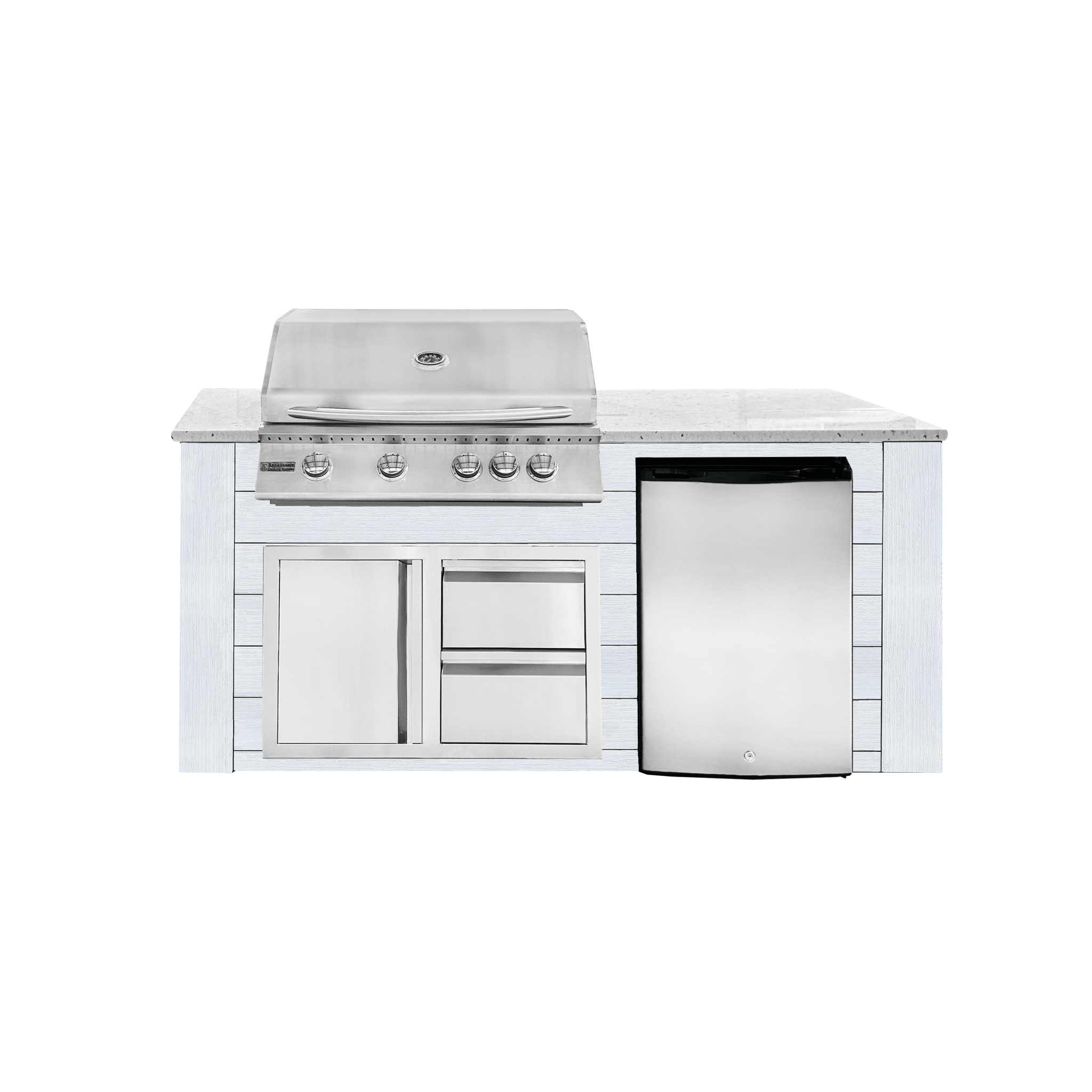 6ft Outdoor Kitchen - White Cabinet w/ White Granite Countertop - Outdoor Kitchen by Renaissance Cooking Systems | Buy at Agent BBQ