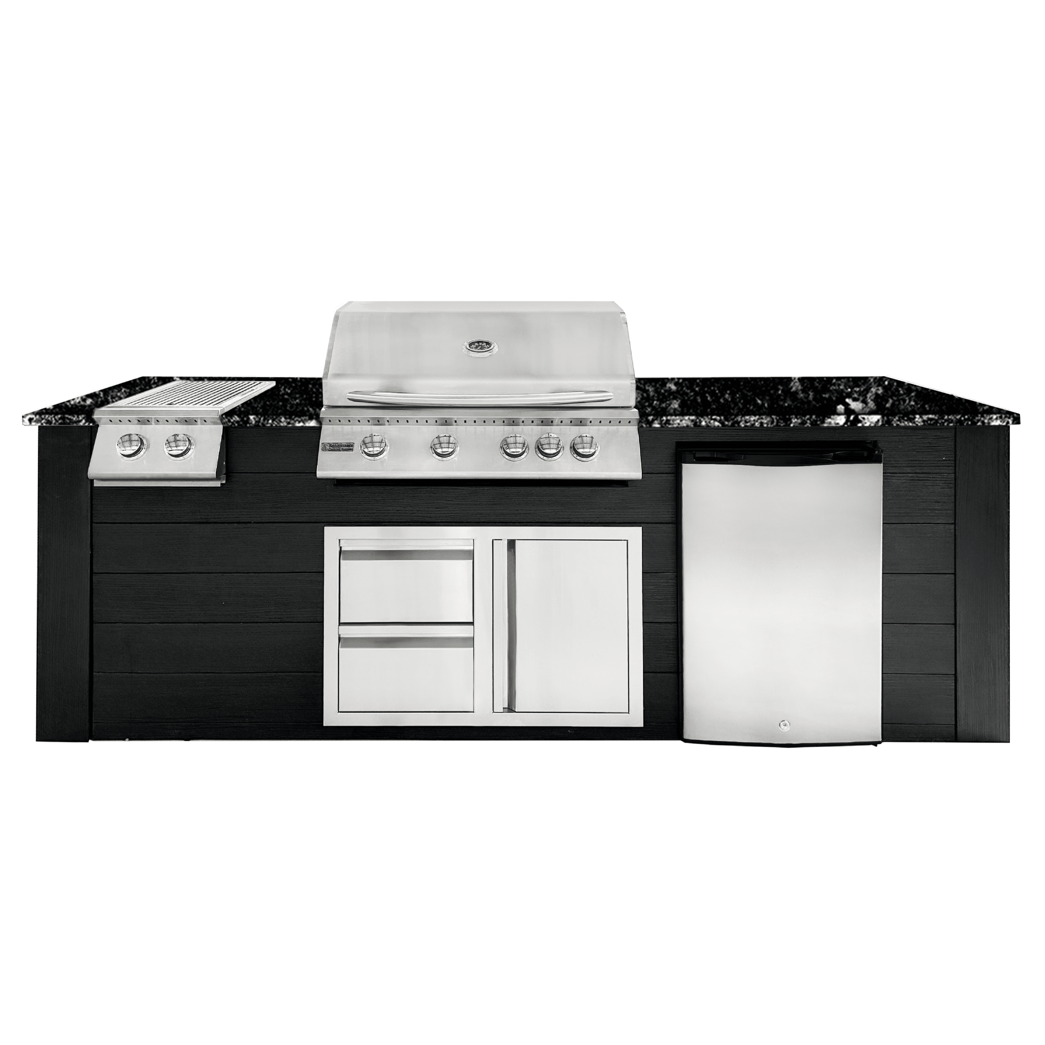 8ft Outdoor Kitchen - Black Cabinet w/ Black Granite Countertop - Outdoor Kitchen by Renaissance Cooking Systems | Buy at Agent BBQ