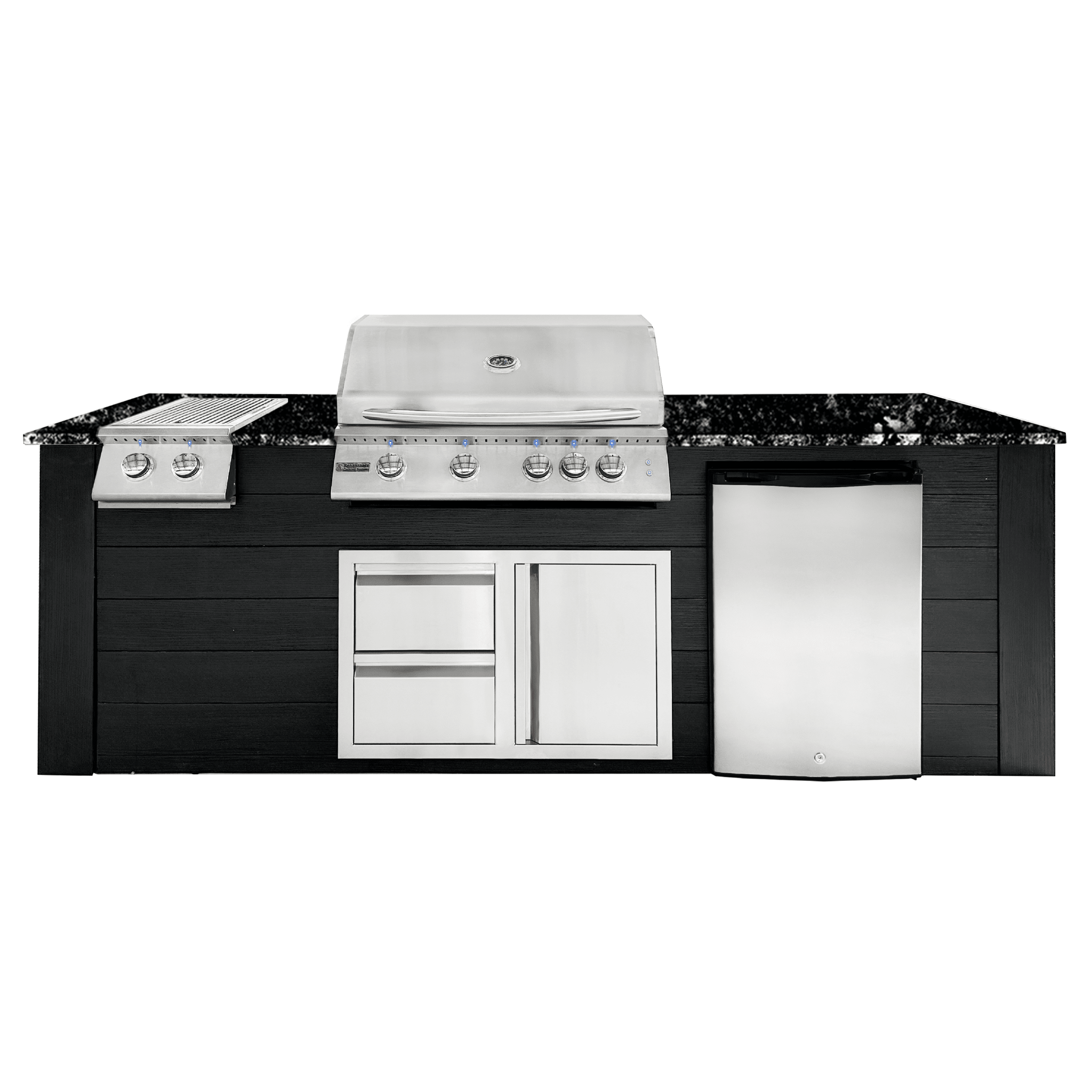 8ft Outdoor Kitchen - Black Cabinet w/ Black Granite Countertop - Outdoor Kitchen by Renaissance Cooking Systems | Buy at Agent BBQ