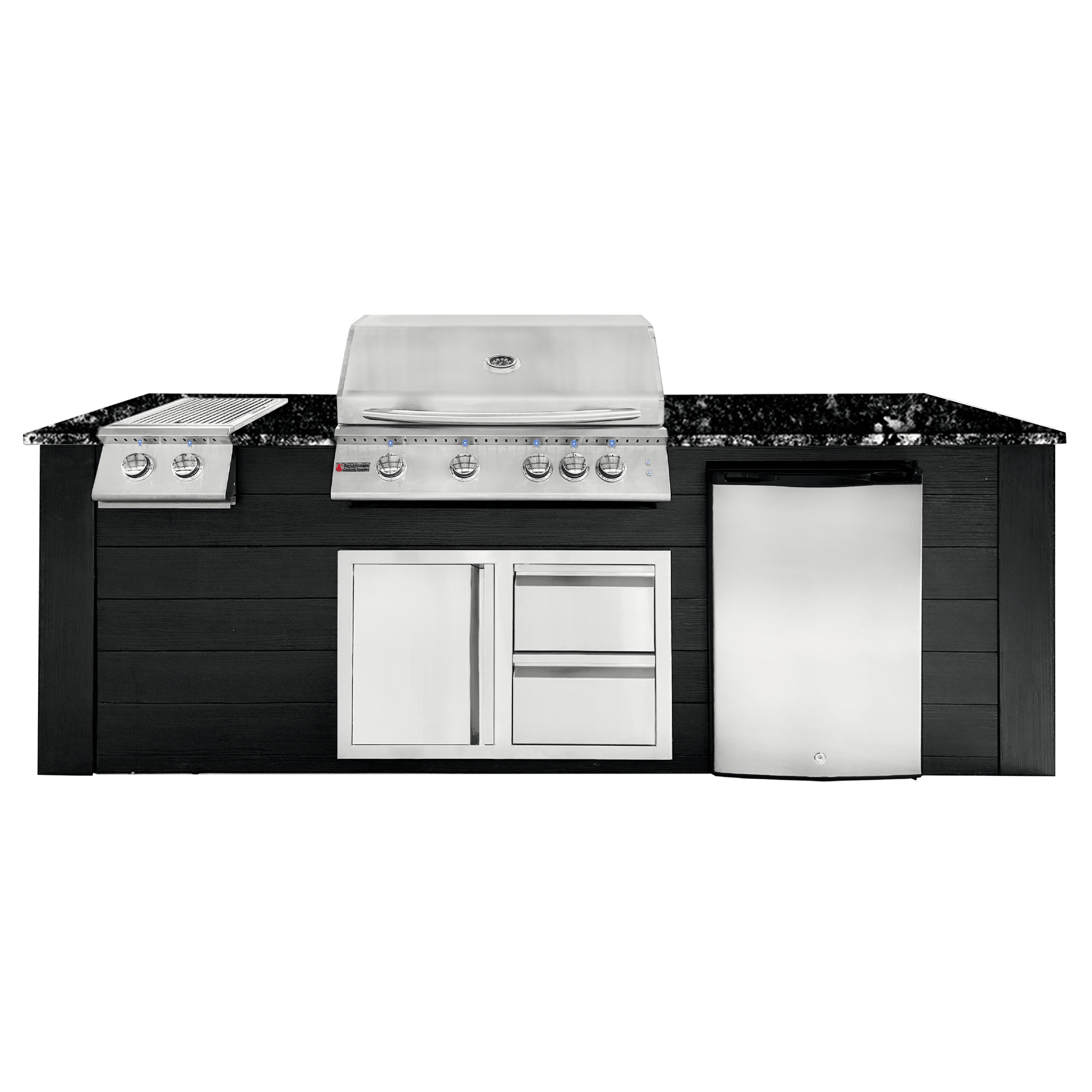 8ft Outdoor Kitchen - Black Cabinet w/ Black Granite Countertop - Outdoor Kitchen by Renaissance Cooking Systems | Buy at Agent BBQ