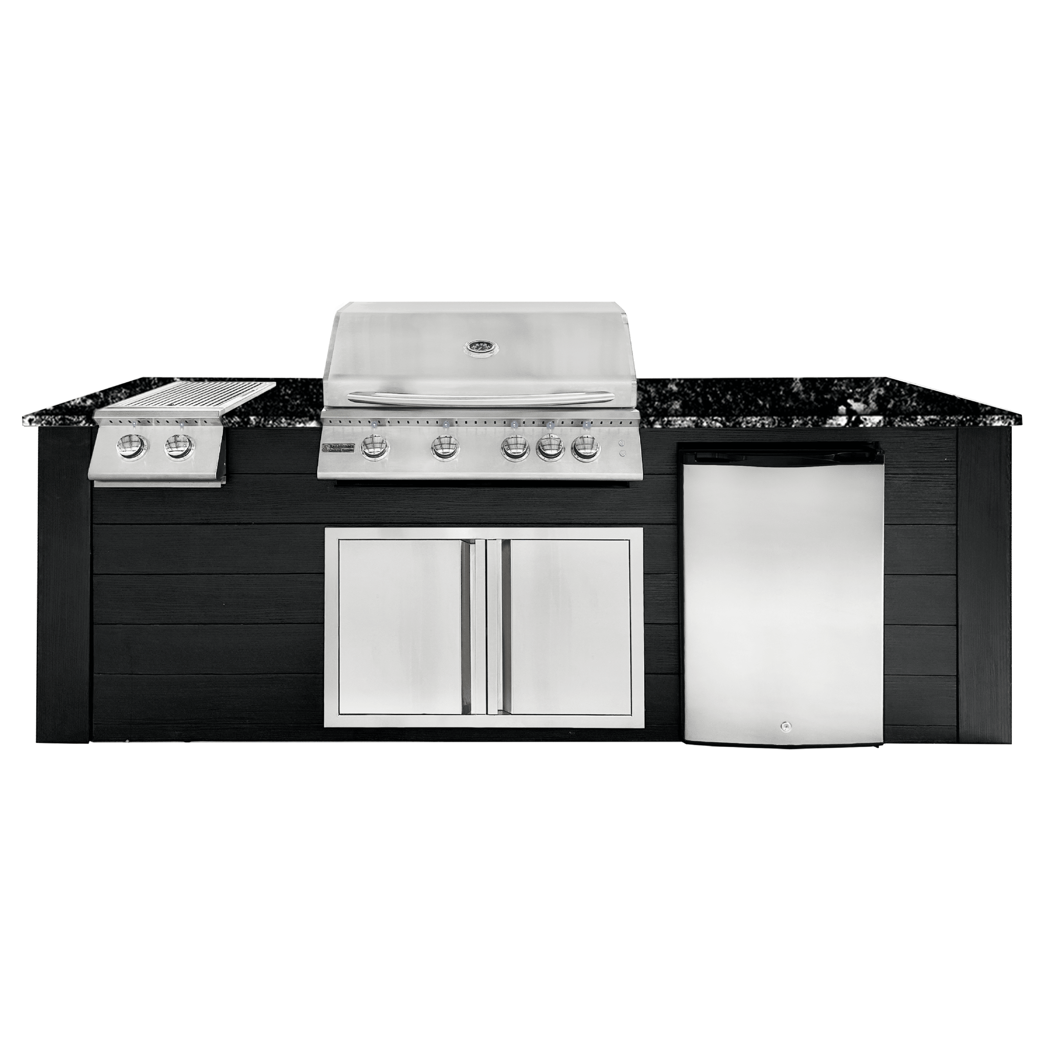 8ft Outdoor Kitchen - Black Cabinet w/ Black Granite Countertop - Outdoor Kitchen by Renaissance Cooking Systems | Buy at Agent BBQ