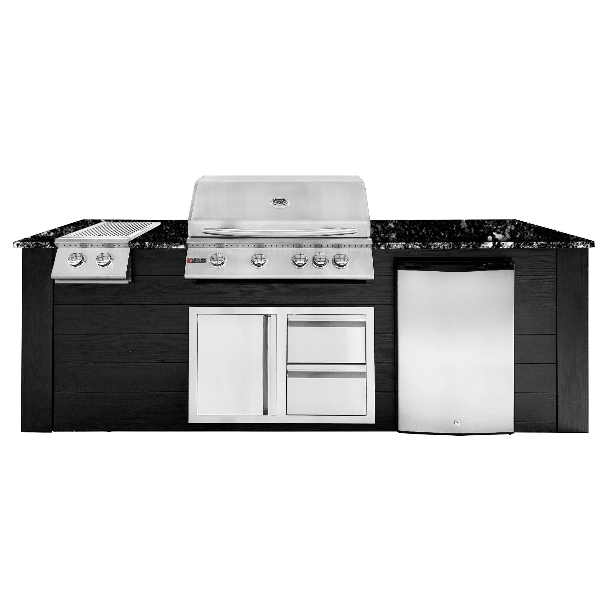 8ft Outdoor Kitchen - Black Cabinet w/ Black Granite Countertop - Outdoor Kitchen by Renaissance Cooking Systems | Buy at Agent BBQ