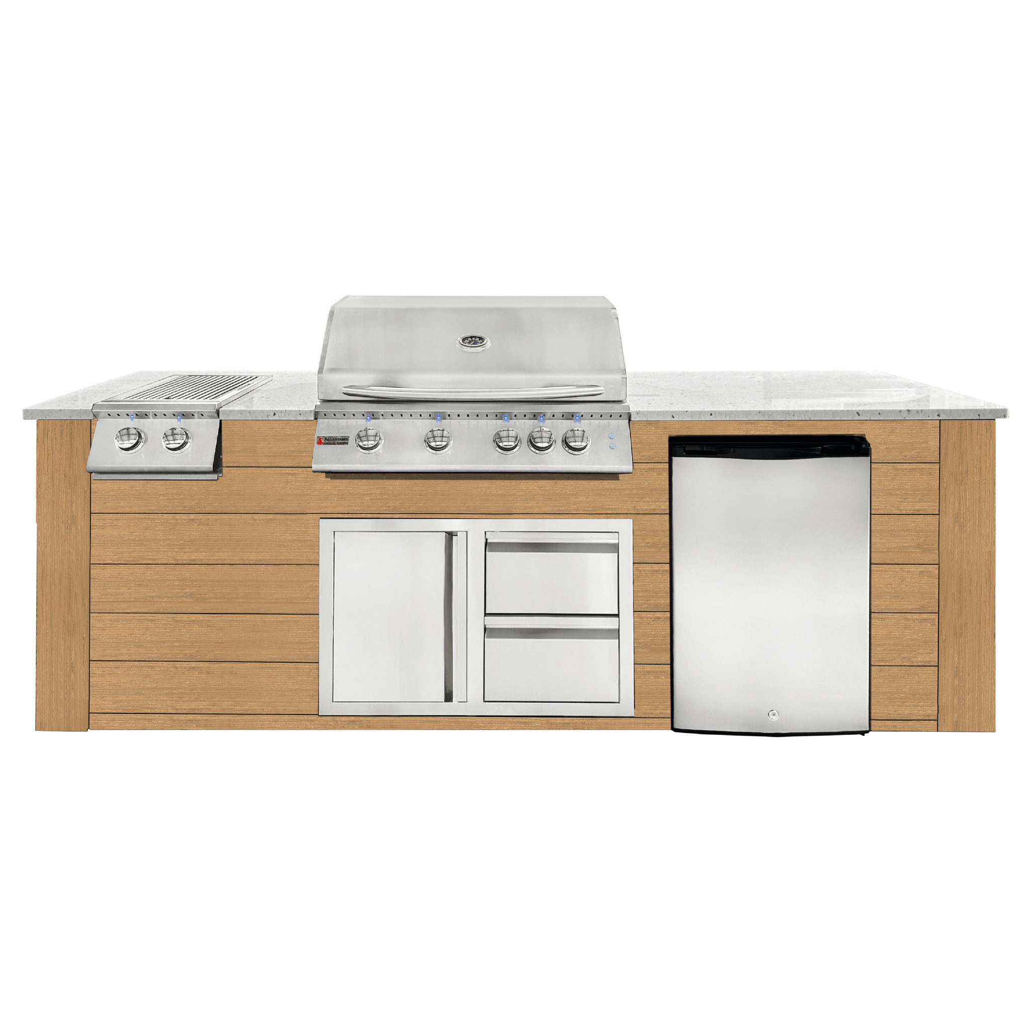 8ft Outdoor Kitchen - Cedar Cabinet w/ White Granite Countertop - Outdoor Kitchen by Renaissance Cooking Systems | Buy at Agent BBQ