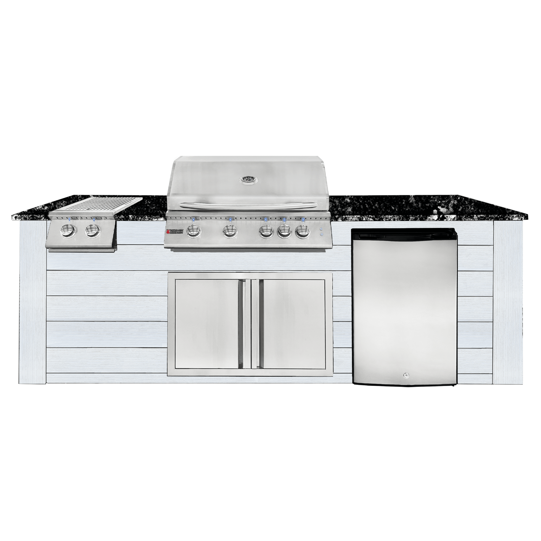 8ft Outdoor Kitchen - White Cabinet w/ Black Granite Countertop - Outdoor Kitchen by Renaissance Cooking Systems | Buy at Agent BBQ