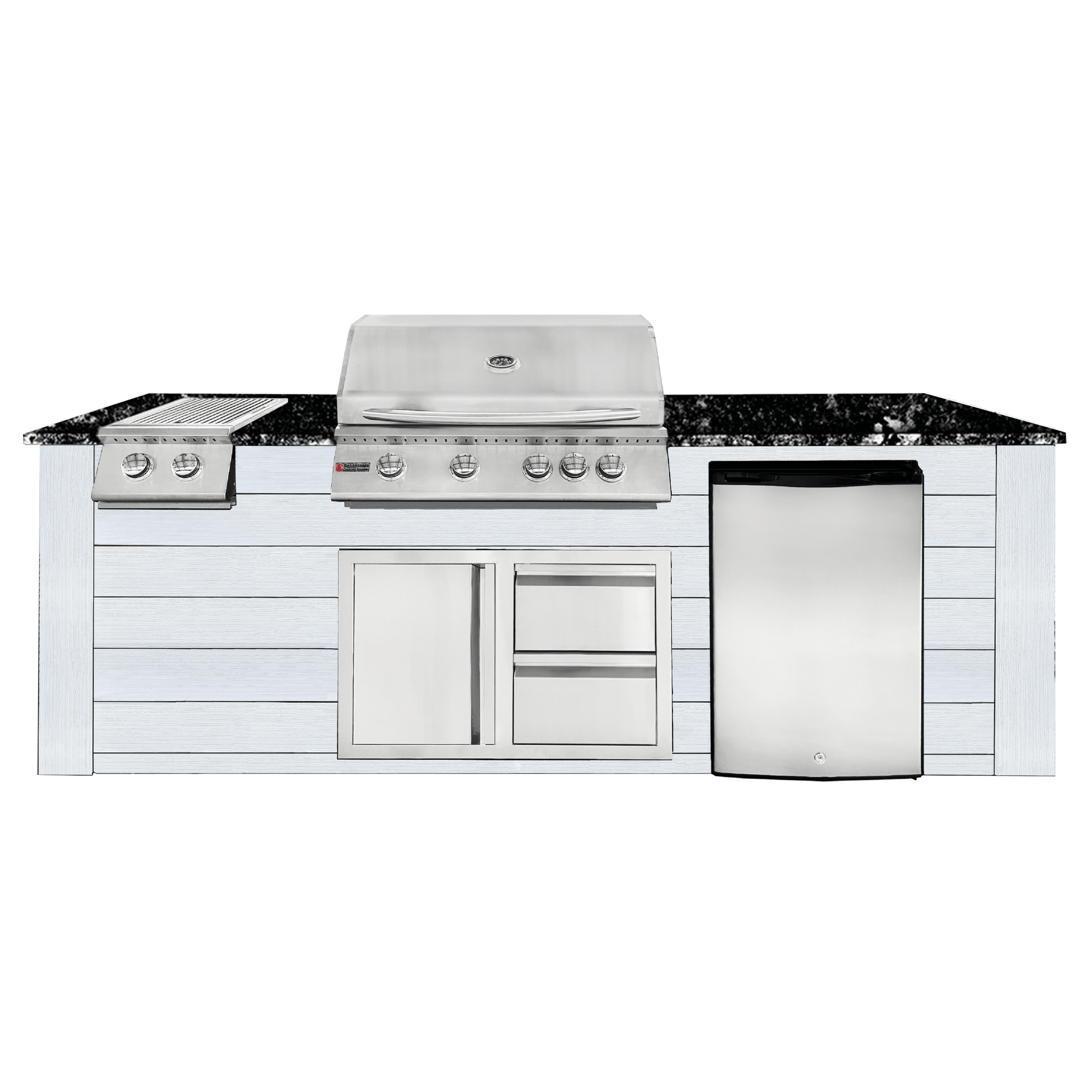 8ft Outdoor Kitchen - White Cabinet w/ Black Granite Countertop - Outdoor Kitchen by Renaissance Cooking Systems | Buy at Agent BBQ