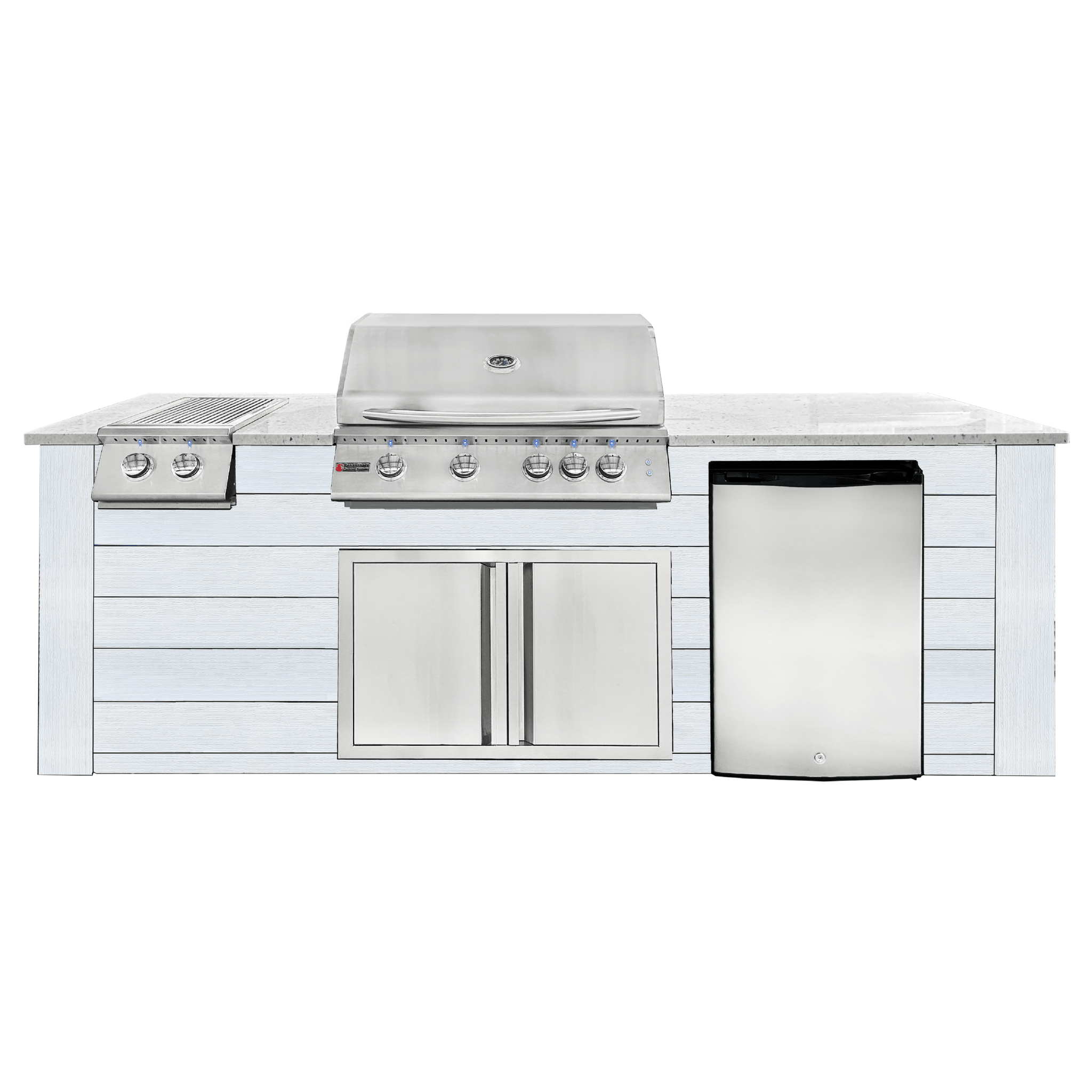 8ft Outdoor Kitchen - White Cabinet w/ White Granite Countertop - Outdoor Kitchen by Renaissance Cooking Systems | Buy at Agent BBQ