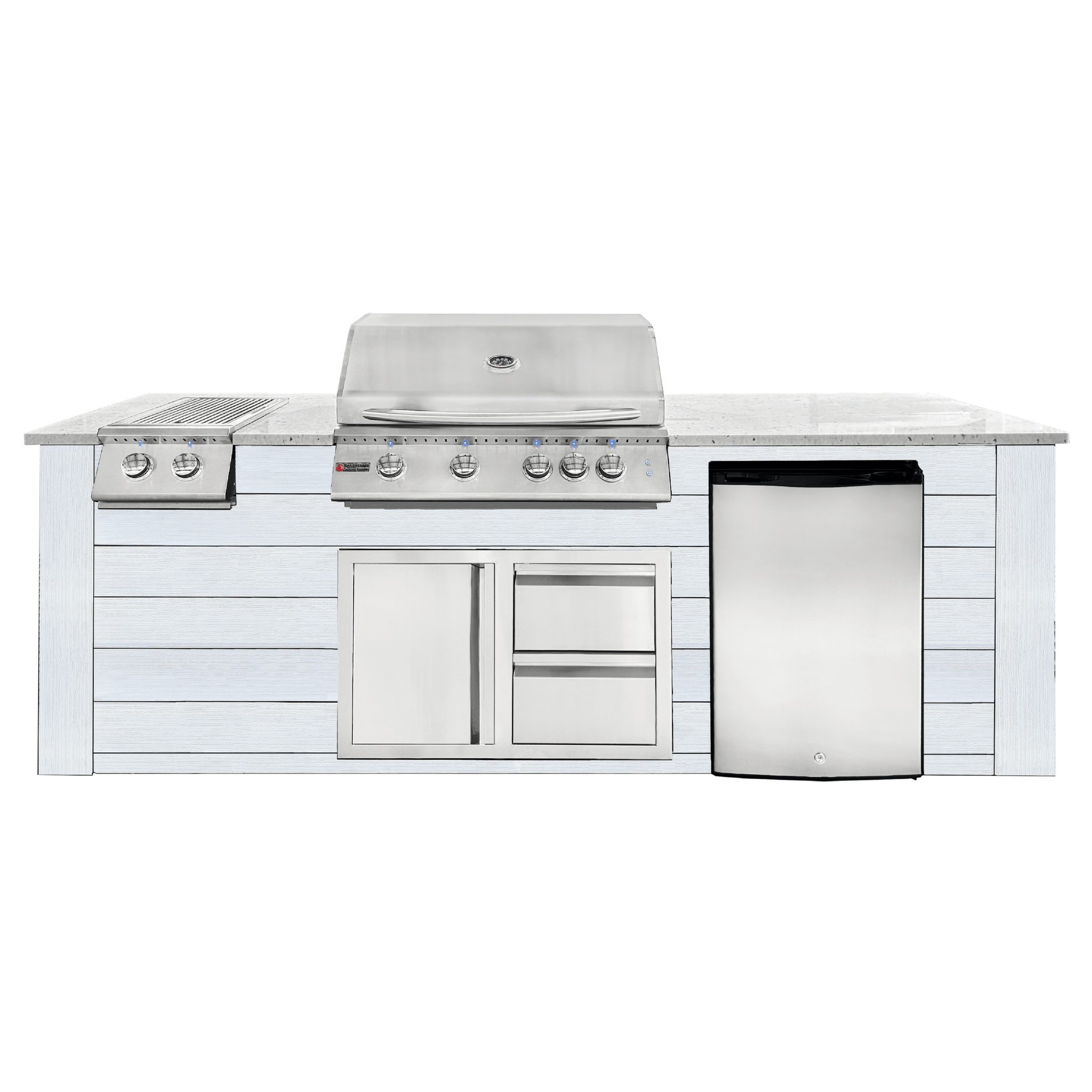 8ft Outdoor Kitchen - White Cabinet w/ White Granite Countertop - Outdoor Kitchen by Renaissance Cooking Systems | Buy at Agent BBQ
