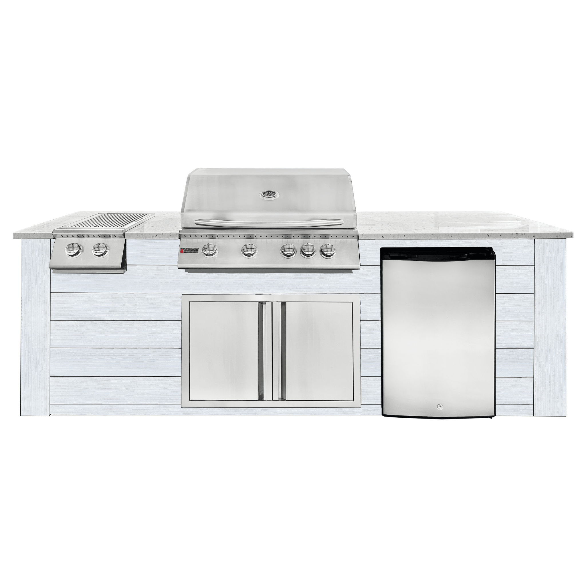 8ft Outdoor Kitchen - White Cabinet w/ White Granite Countertop - Outdoor Kitchen by Renaissance Cooking Systems | Buy at Agent BBQ