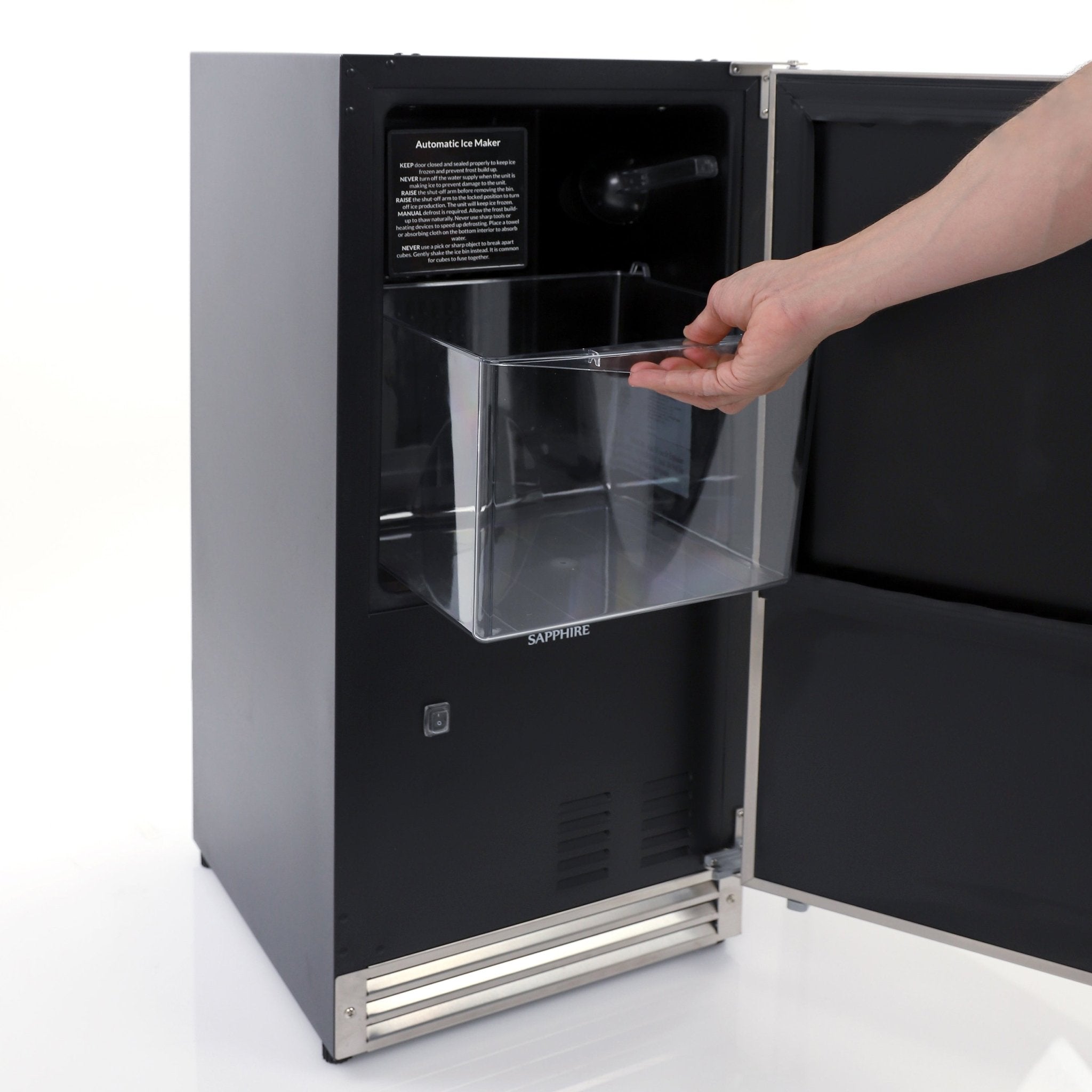 Sapphire Series 3 15" Indoor/Outdoor Premium Crescent Cube Ice Maker - SCIM153SS - Ice Maker by Sapphire | Buy at Agent BBQ