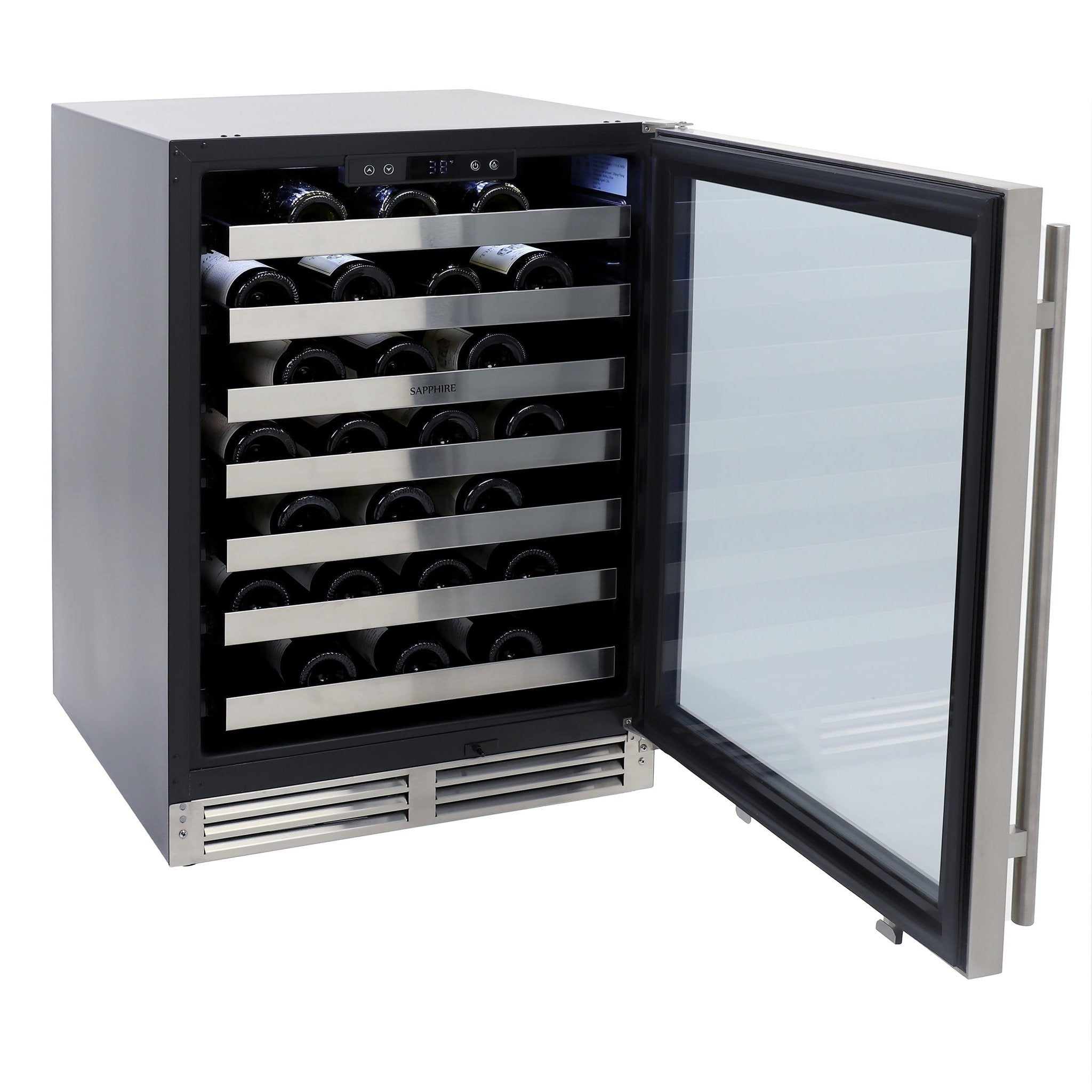 Sapphire Series 3 24" Indoor/Outdoor Value Premium Single Zone Wine Refrigerator - SW243SZSS - Wine Cooler by Sapphire | Buy at Agent BBQ