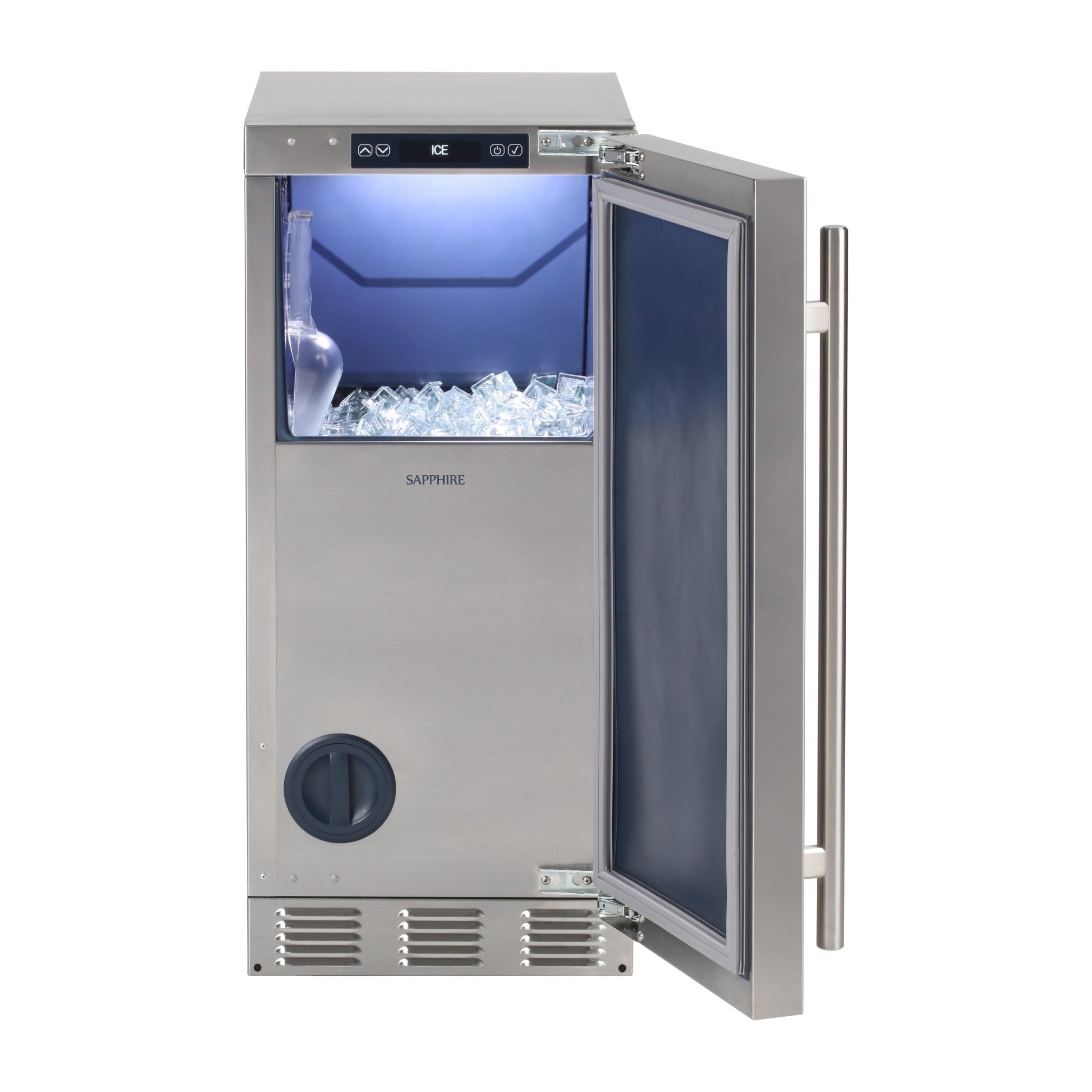 Sapphire Series 5 Indoor Clear Ice Machine, Square Cube, ADA Height, Panel Ready, Pump - SSIM15PPRADA - Ice Maker by Sapphire | Buy at Agent BBQ