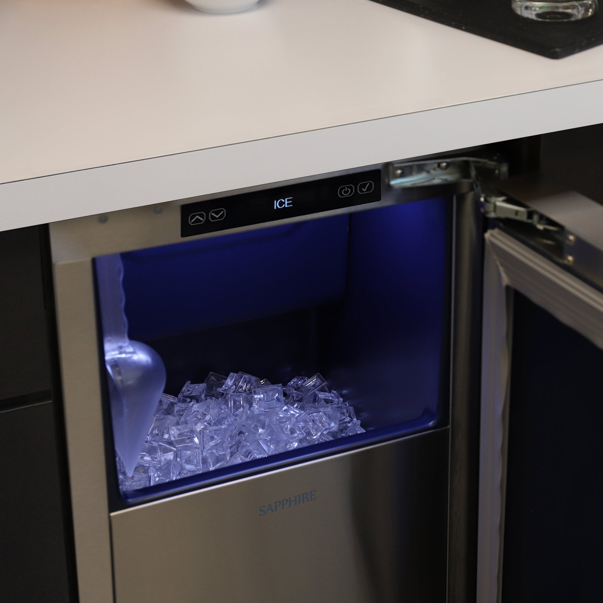 Sapphire Series 5 Indoor Clear Ice Machine, Square Cube, Panel Ready, Drain Pump - SSIM15PPR - Ice Maker by Sapphire | Buy at Agent BBQ