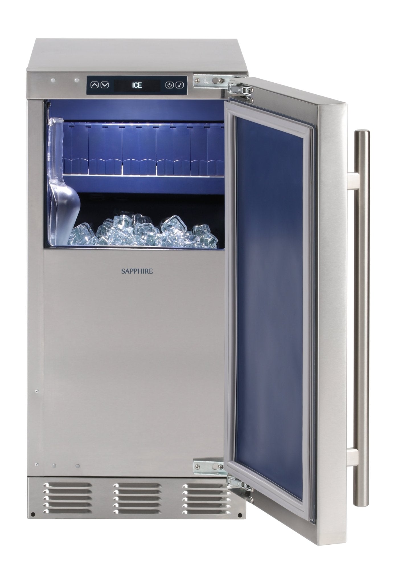 Sapphire Series 5 Outdoor Clear Ice Machine, Gourmet Cube, Factory Installed Drain Pump - SIIM15POD - Ice Maker by Sapphire | Buy at Agent BBQ