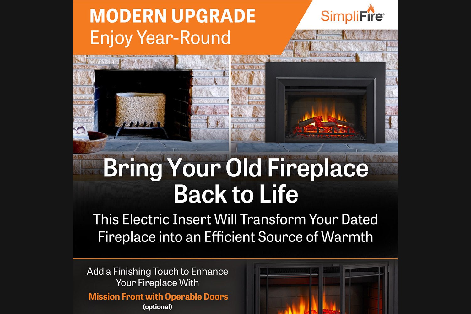 SimpliFire 30" Electric Fireplace Insert - Fireplaces Inserts by SimpliFire | Buy at Agent BBQ