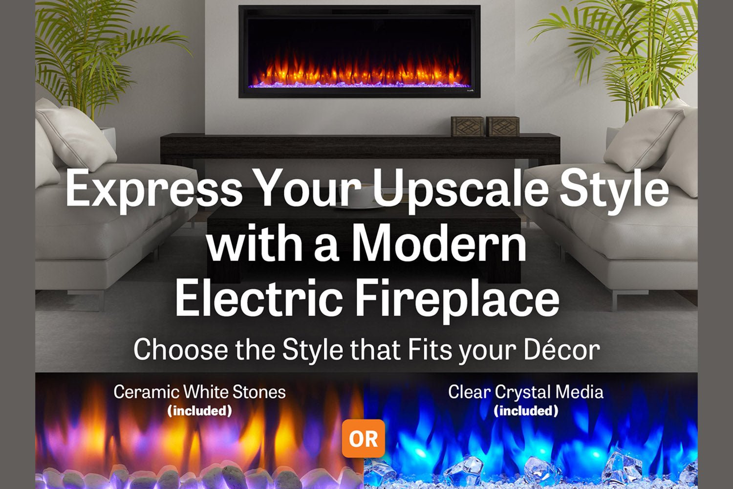 SimpliFire Allusion Platinum 50'' Wall Mount / Recessed Linear Electric Fireplace - Electric Fireplace by SimpliFire | Buy at Agent BBQ