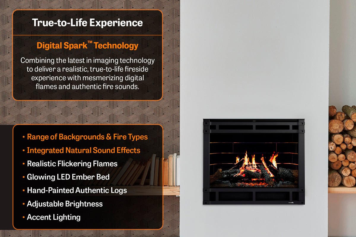 SimpliFire Inception 36" Traditional Smart Electric Fireplace | Halston Front - Electric Fireboxes by SimpliFire | Buy at Agent BBQ