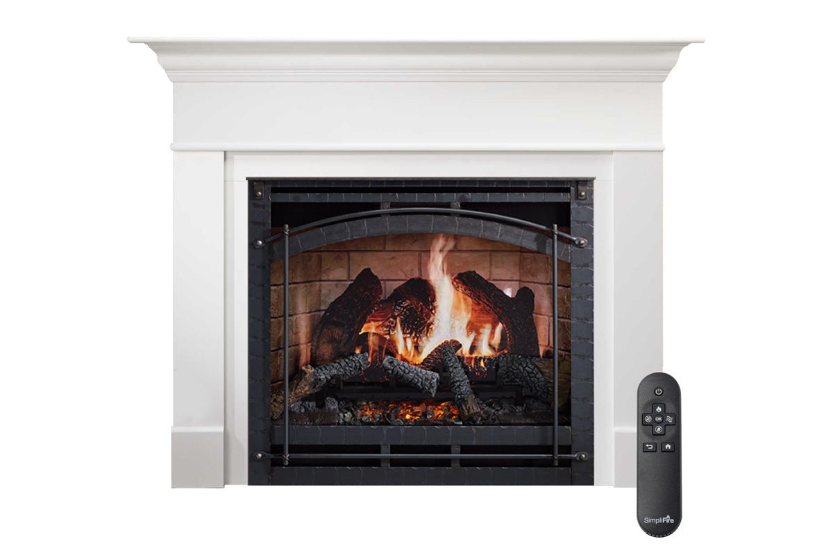 SimpliFire Inception 36" Virtual Fireplace | Wescott Mantel Package |Chateau Forge Front - Electric Fireplace by SimpliFire | Buy at Agent BBQ