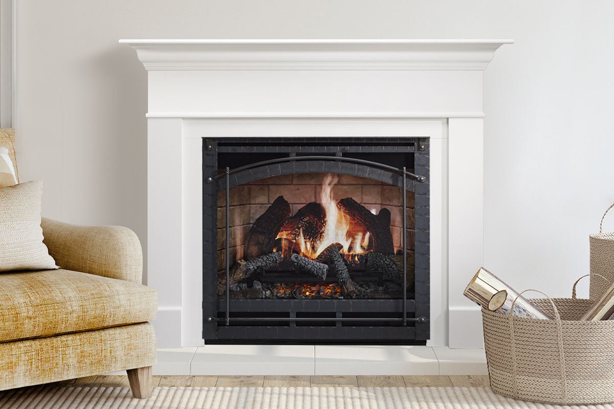 SimpliFire Inception 36" Virtual Fireplace | Wescott Mantel Package |Chateau Forge Front - Electric Fireplace by SimpliFire | Buy at Agent BBQ