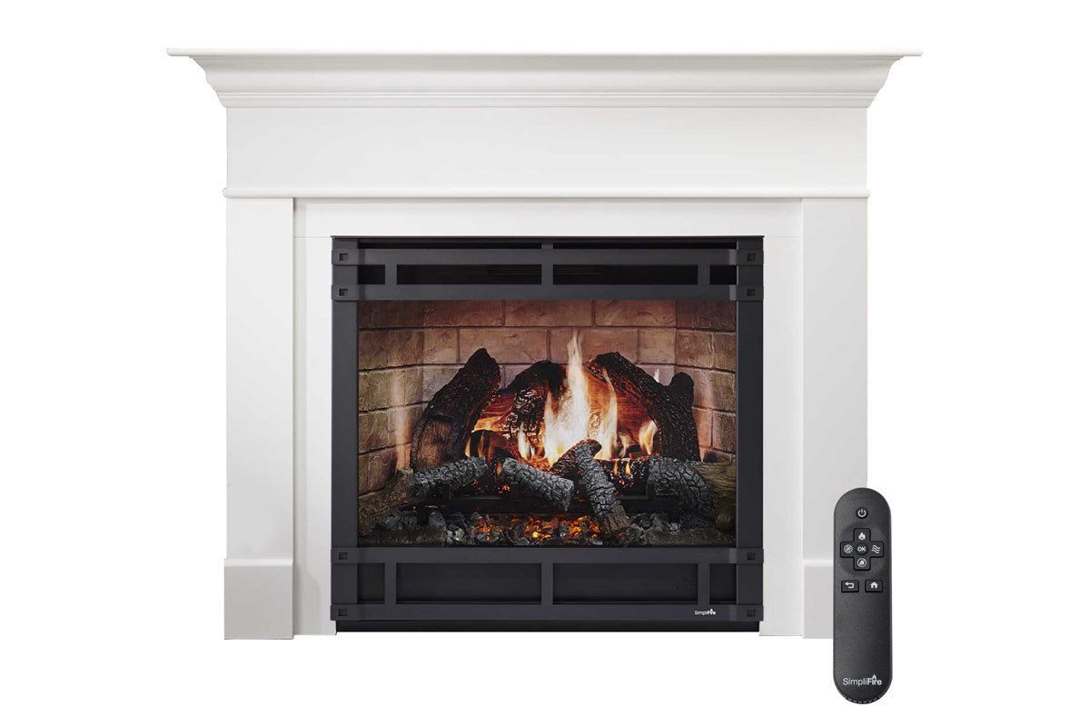 SimpliFire Inception 36" Virtual Fireplace | Wescott Mantel Package | Halston Front - Electric Fireplace by SimpliFire | Buy at Agent BBQ
