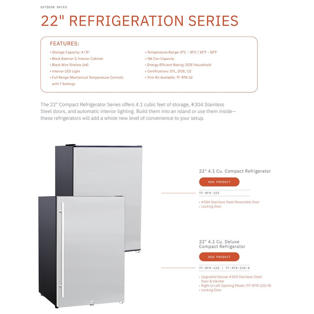 Summerset 4.1 Cu Ft Deluxe Compact Refrigerator, 22-Inches - Grill : Refrigeration by Summerset | Buy at Agent BBQ