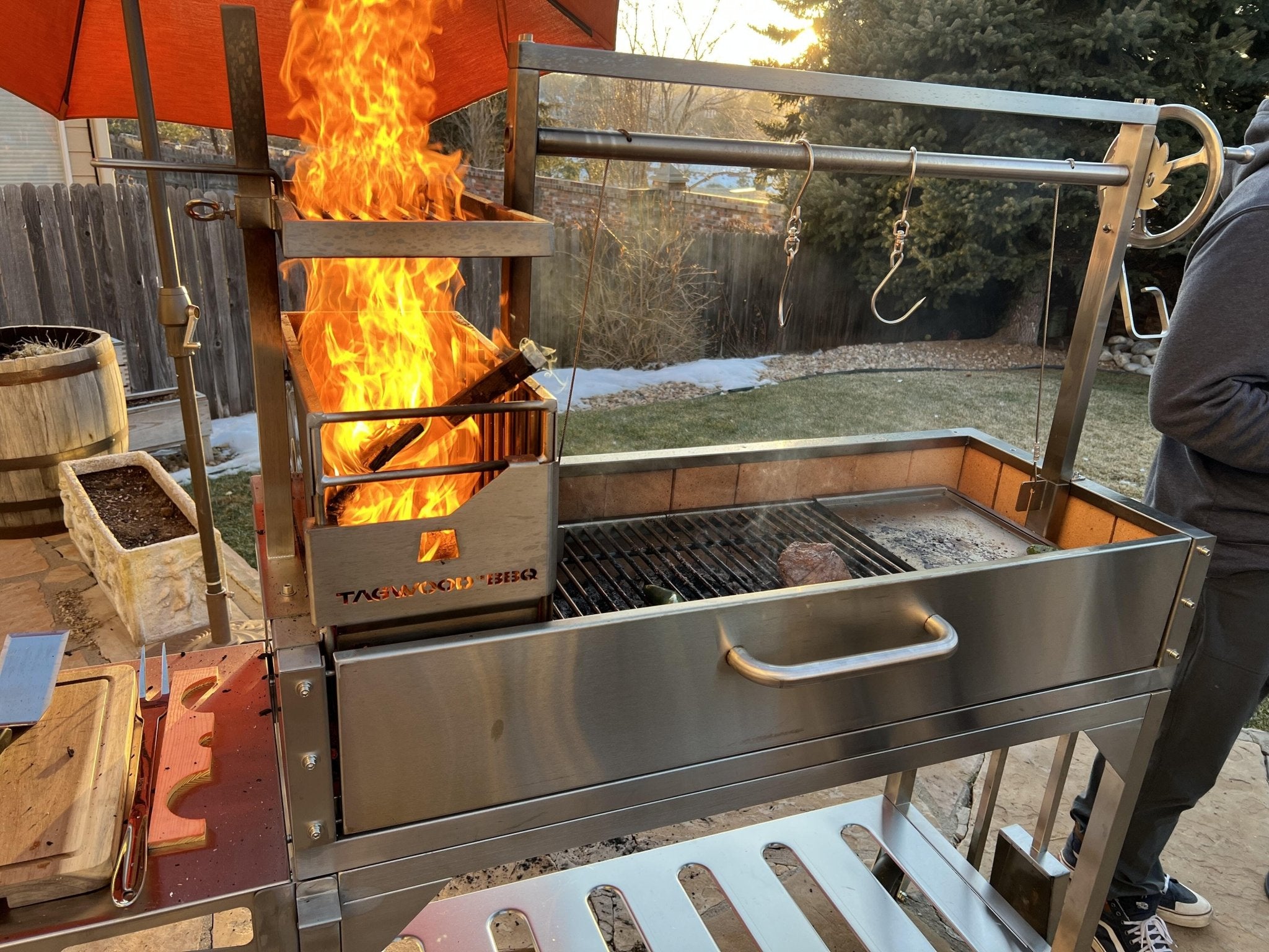 Tagwood BBQ Fully Assembled Argentine Santa Maria Wood Fire & Charcoal Grill - BBQ03SS - by Tagwood BBQ | Buy at Agent BBQ