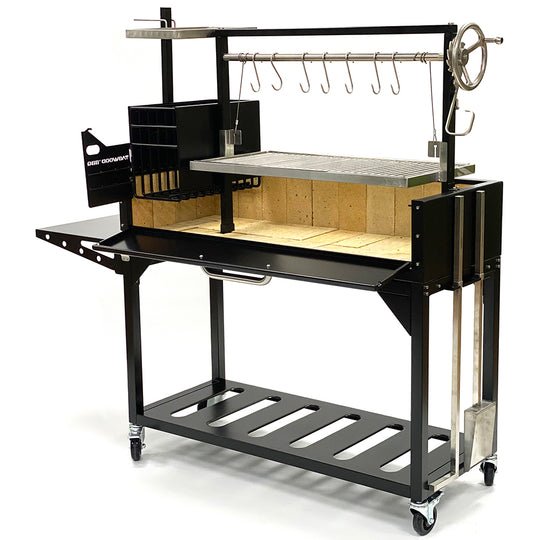 Tagwood BBQ Fully Assembled Black Argentine Santa Maria Wood Fire & Charcoal Grill - BBQ03SIF - by Tagwood BBQ | Buy at Agent BBQ