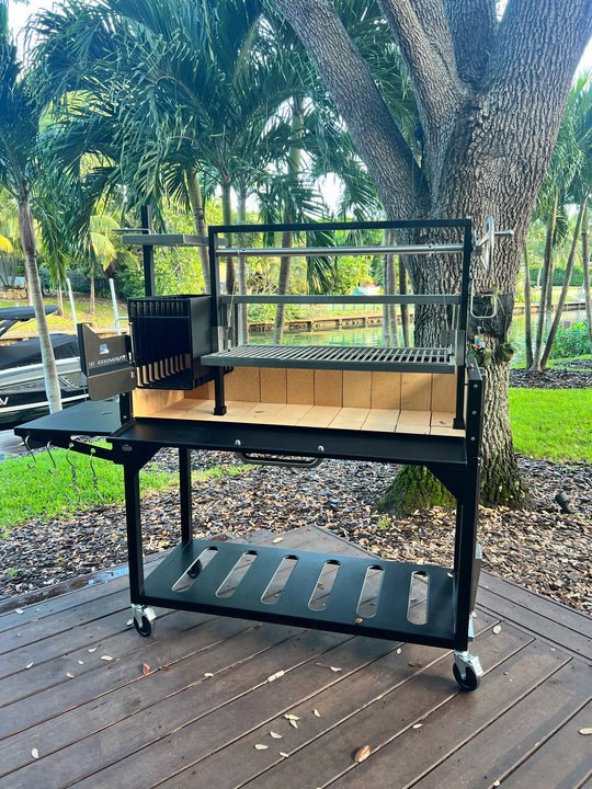 Tagwood BBQ Fully Assembled Black Argentine Santa Maria Wood Fire & Charcoal Grill - BBQ03SIF - by Tagwood BBQ | Buy at Agent BBQ