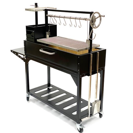Tagwood BBQ Fully Assembled Black Argentine Santa Maria Wood Fire & Charcoal Grill - BBQ03SIF - by Tagwood BBQ | Buy at Agent BBQ