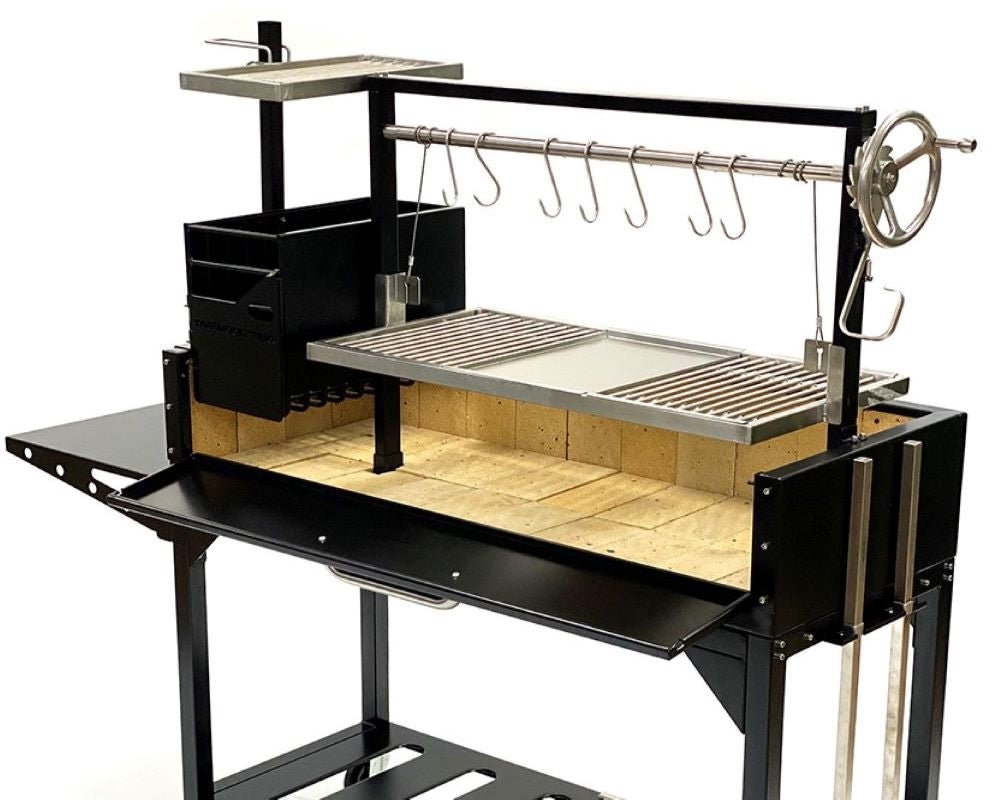 Tagwood BBQ Fully Assembled Black Argentine Santa Maria Wood Fire & Charcoal Grill - BBQ03SIF - by Tagwood BBQ | Buy at Agent BBQ