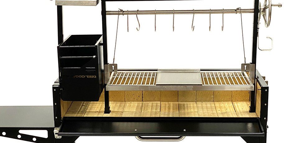 Tagwood BBQ Fully Assembled Black Argentine Santa Maria Wood Fire & Charcoal Grill - BBQ03SIF - by Tagwood BBQ | Buy at Agent BBQ