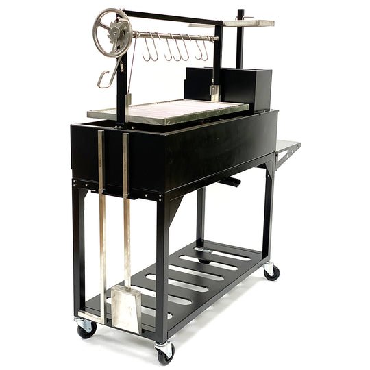 Tagwood BBQ Fully Assembled Black Argentine Santa Maria Wood Fire & Charcoal Grill - BBQ03SIF - by Tagwood BBQ | Buy at Agent BBQ